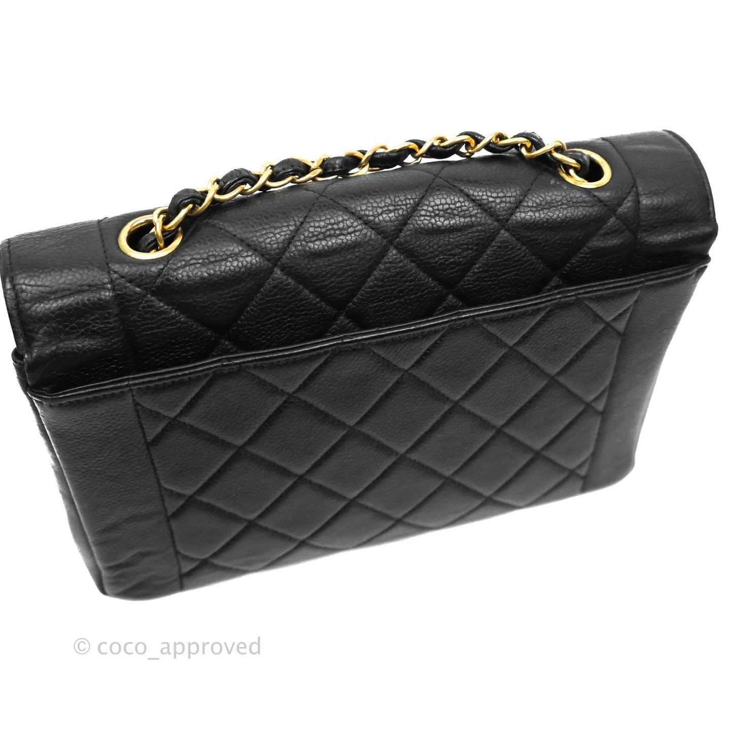 Chanel Vintage Medium Classic Diana Flap Bag Black Caviar 24K Gold Hardware