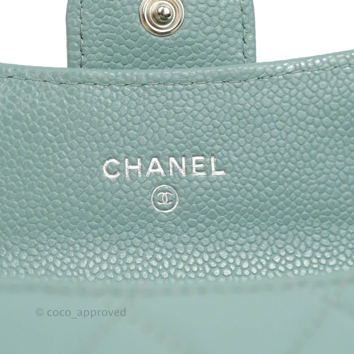 Chanel Mini Wallet With Chain Light Blue Caviar Silver Hardware 20B