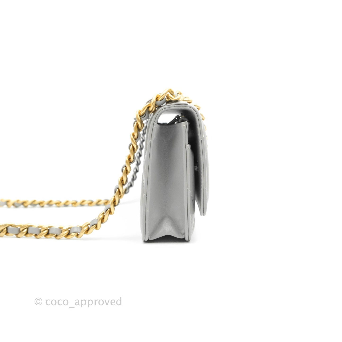 Chanel 19 Wallet on Chain WOC Grey Lambskin Mixed Hardware