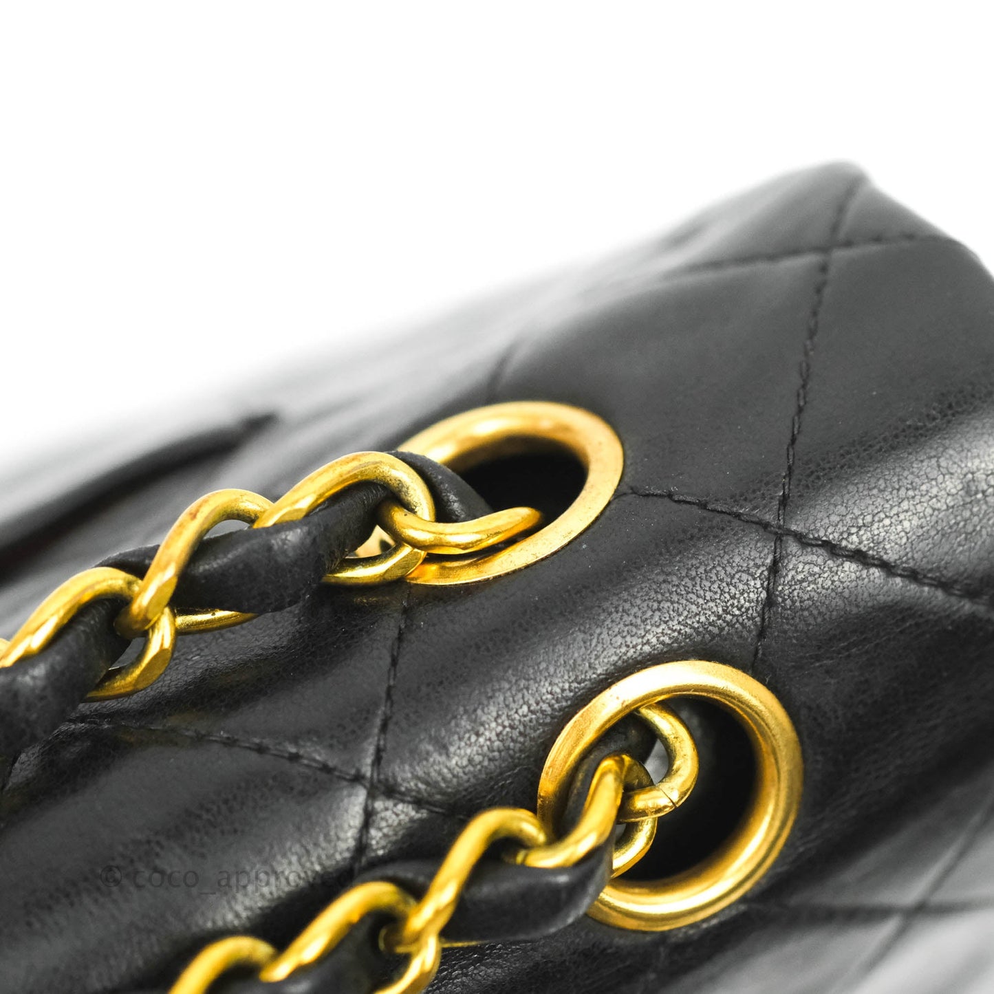 Chanel Vintage Classic M/L Medium Double Flap Bag Black Lambskin 24K Gold Hardware