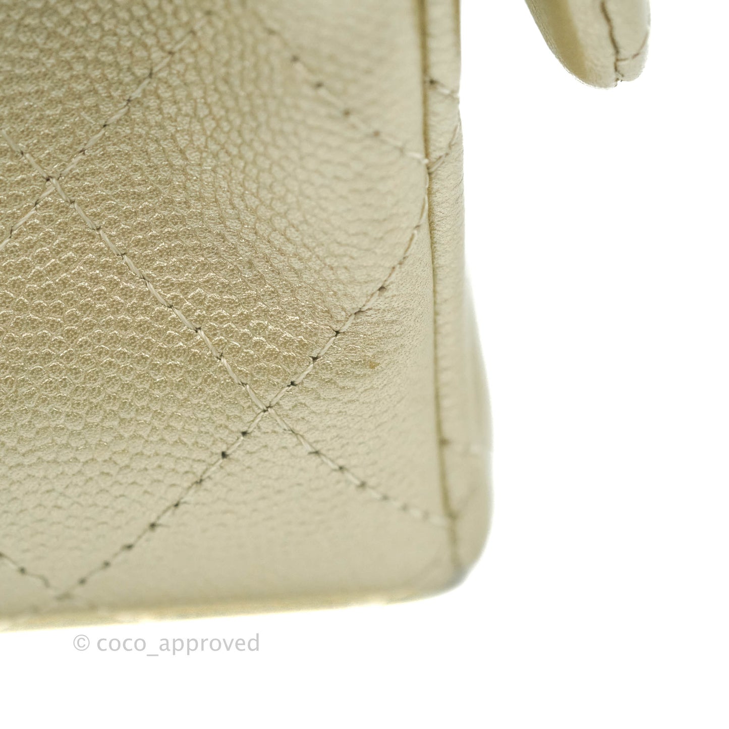Chanel Quilted Mini Rectangular Flap Champagne Caviar Gold Hardware