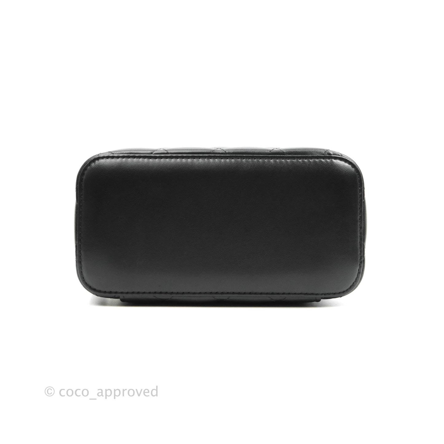 Chanel Classic Vanity Rectangular Top Handle With Chain Black Lambskin Gold Hardware