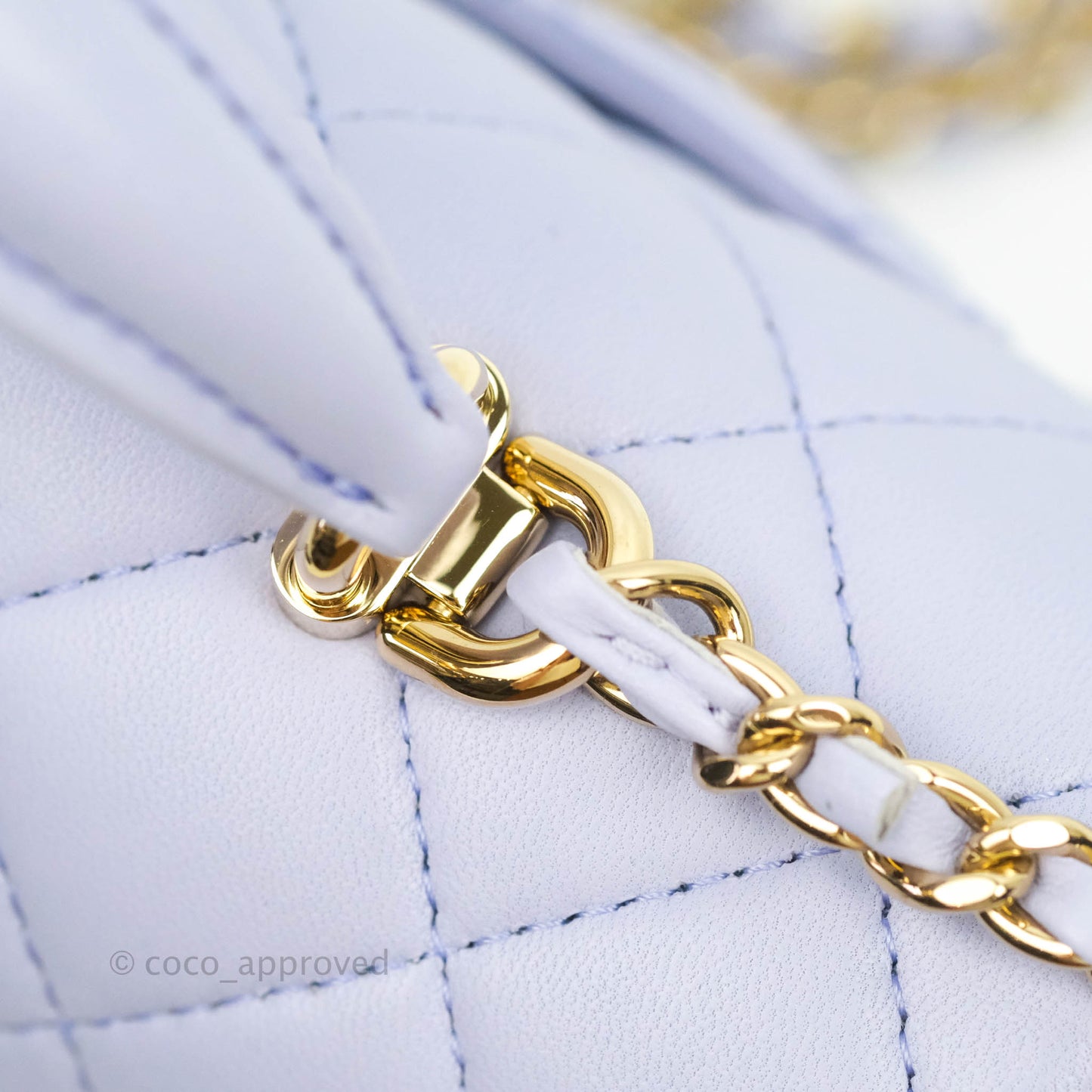 Chanel Top Handle Mini Rectangular Flap Bag Lilac Lambskin Aged Gold Hardware 21K