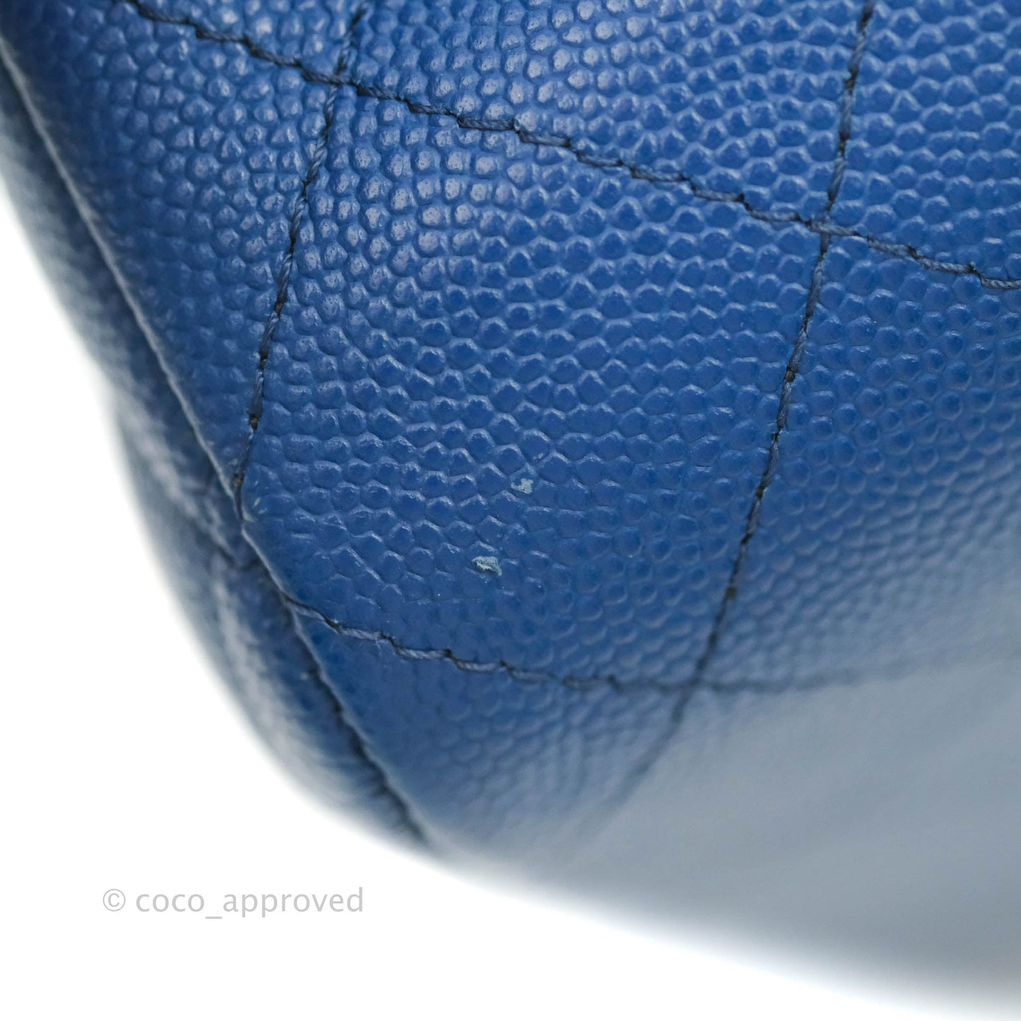 Chanel Quilted Mini Rectangular Flap Blue Caviar Silver Hardware
