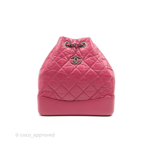Chanel Gabrielle Backpack Pink Aged Calfskin Small Black