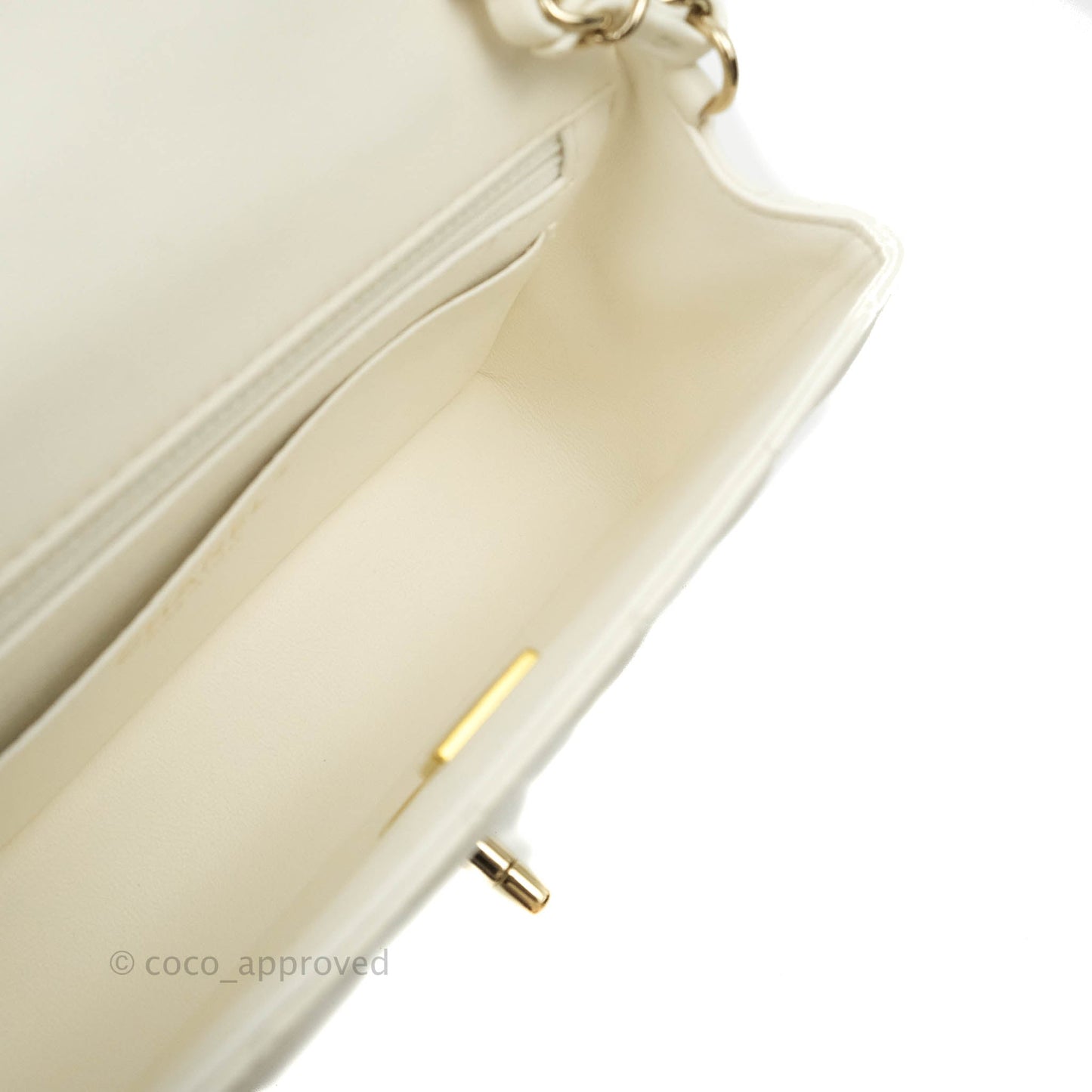 Chanel Quilted Mini Rectangular Flap White Lambskin Gold Hardware