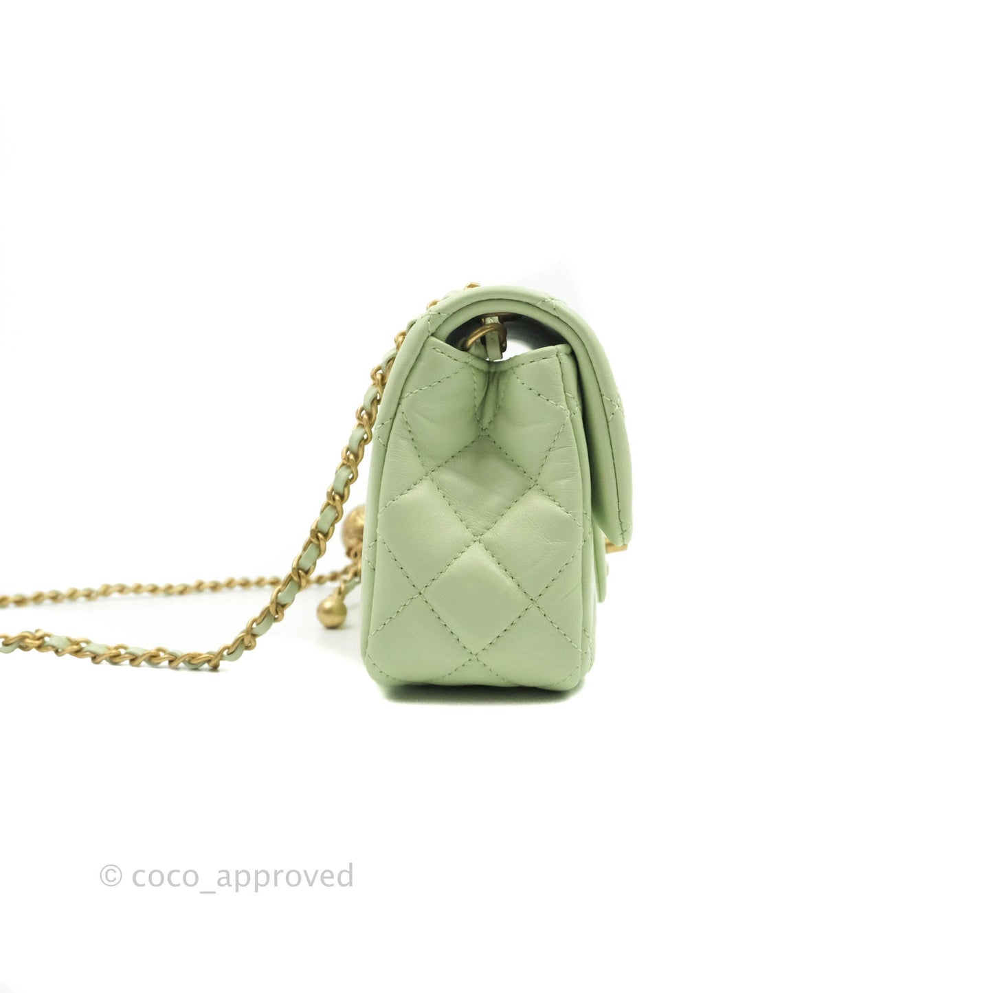 Chanel Mini Rectangular Pearl Crush Avocado Green Lambskin Aged Gold Hardware 22C