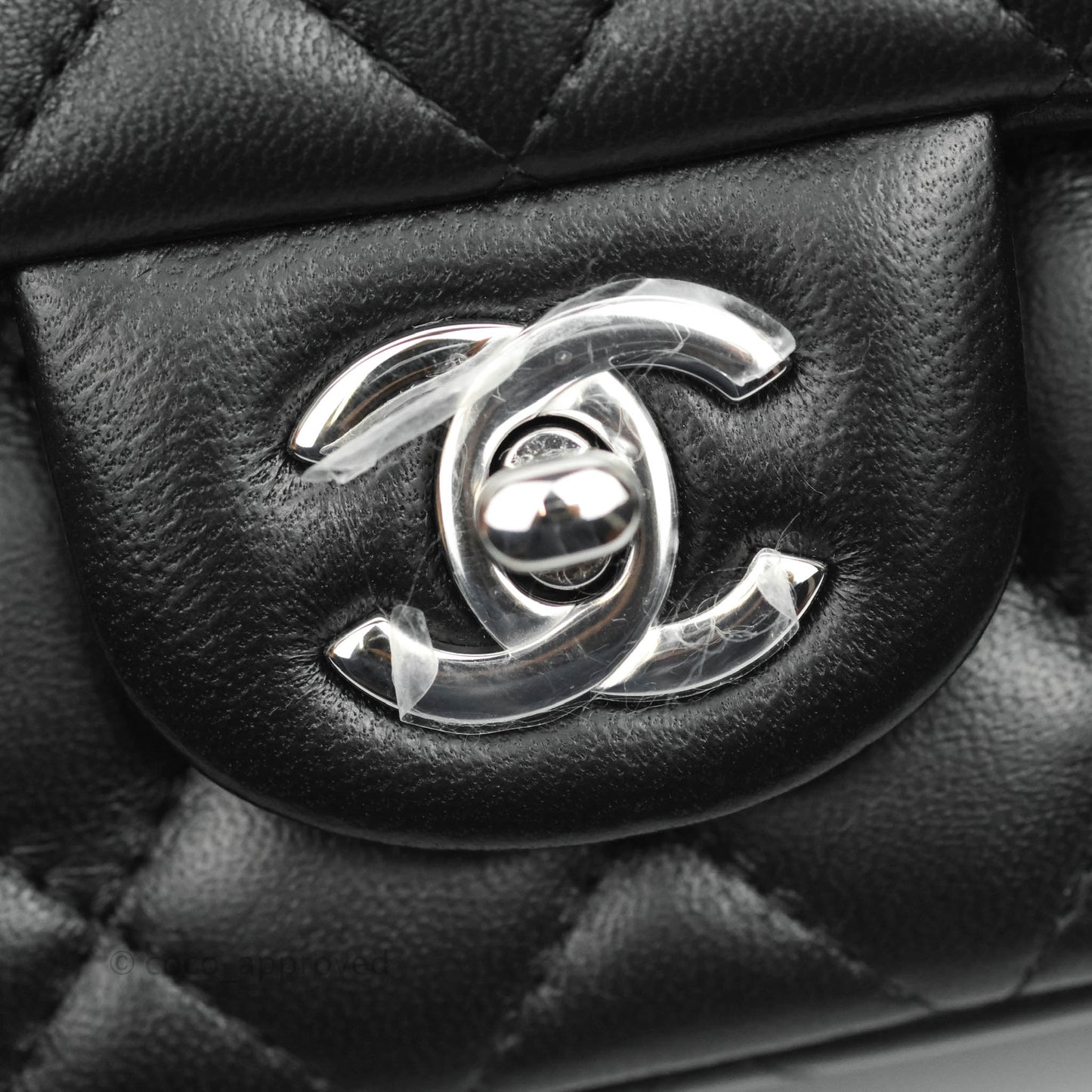 Chanel Quilted Mini Rectangular Flap Black Lambskin Silver Hardware