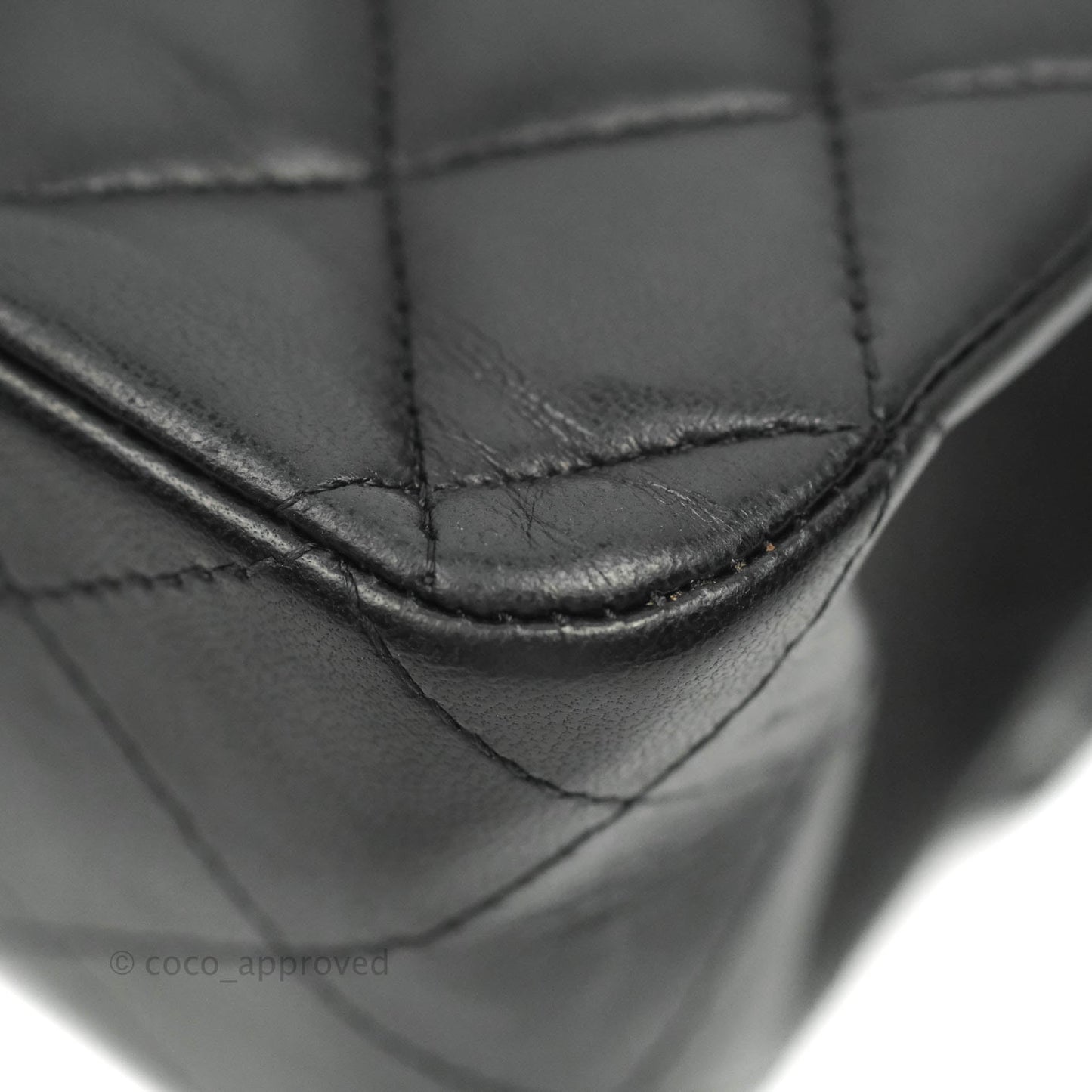 Chanel Classic M/L Medium Double Flap Black Lambskin Silver Hardware