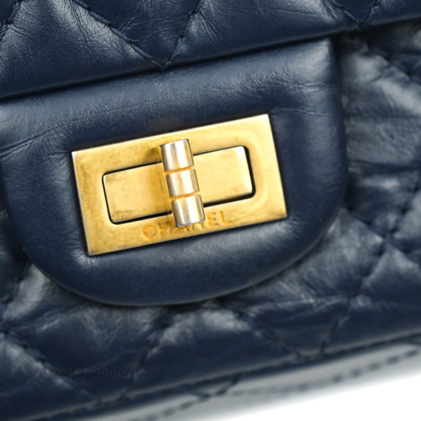 Chanel Reissue Quilted Navy Aged Calfskin Aged Gold Hardware 225