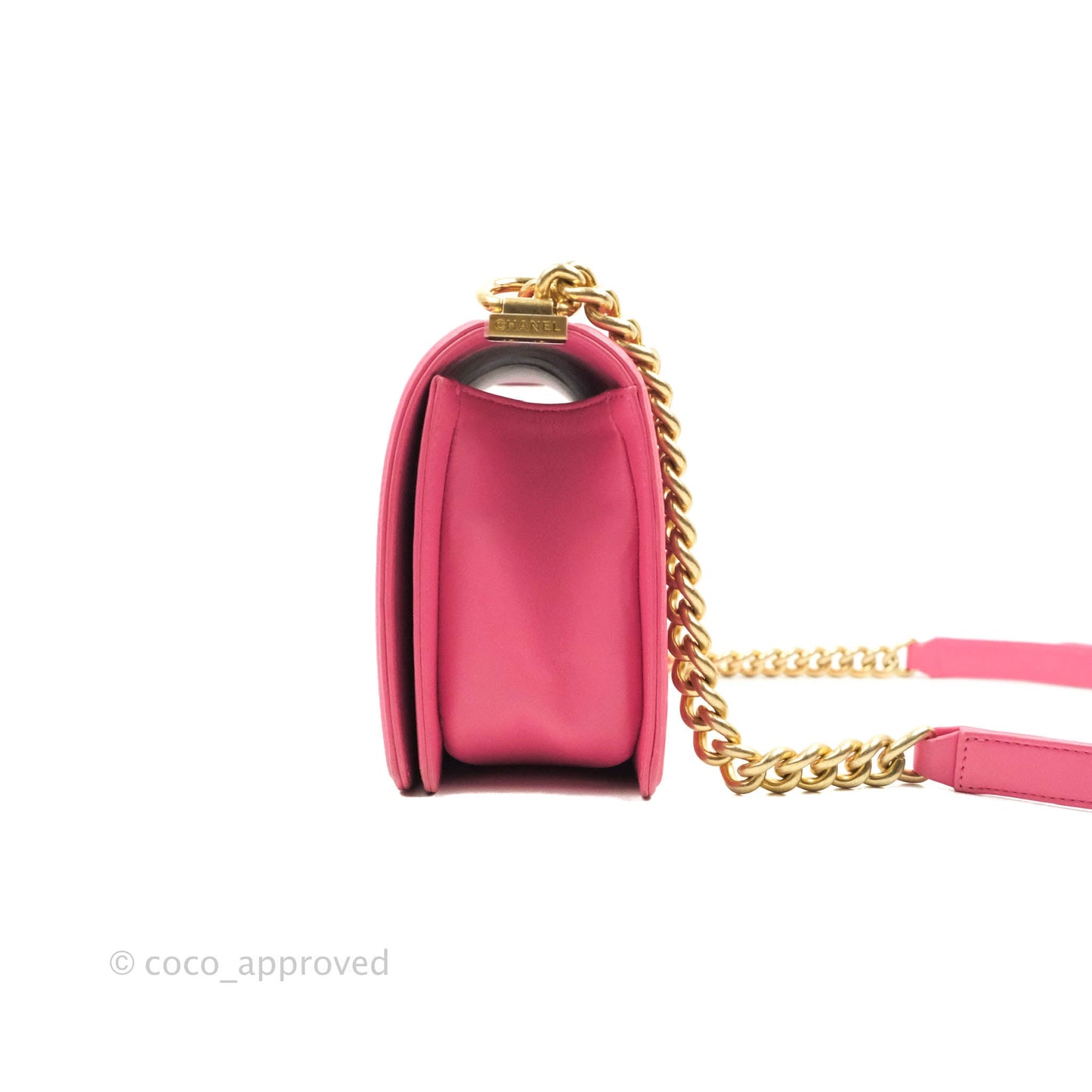 Chanel Quilted Medium Boy Bag Pink Lambskin Aged Gold Hardware