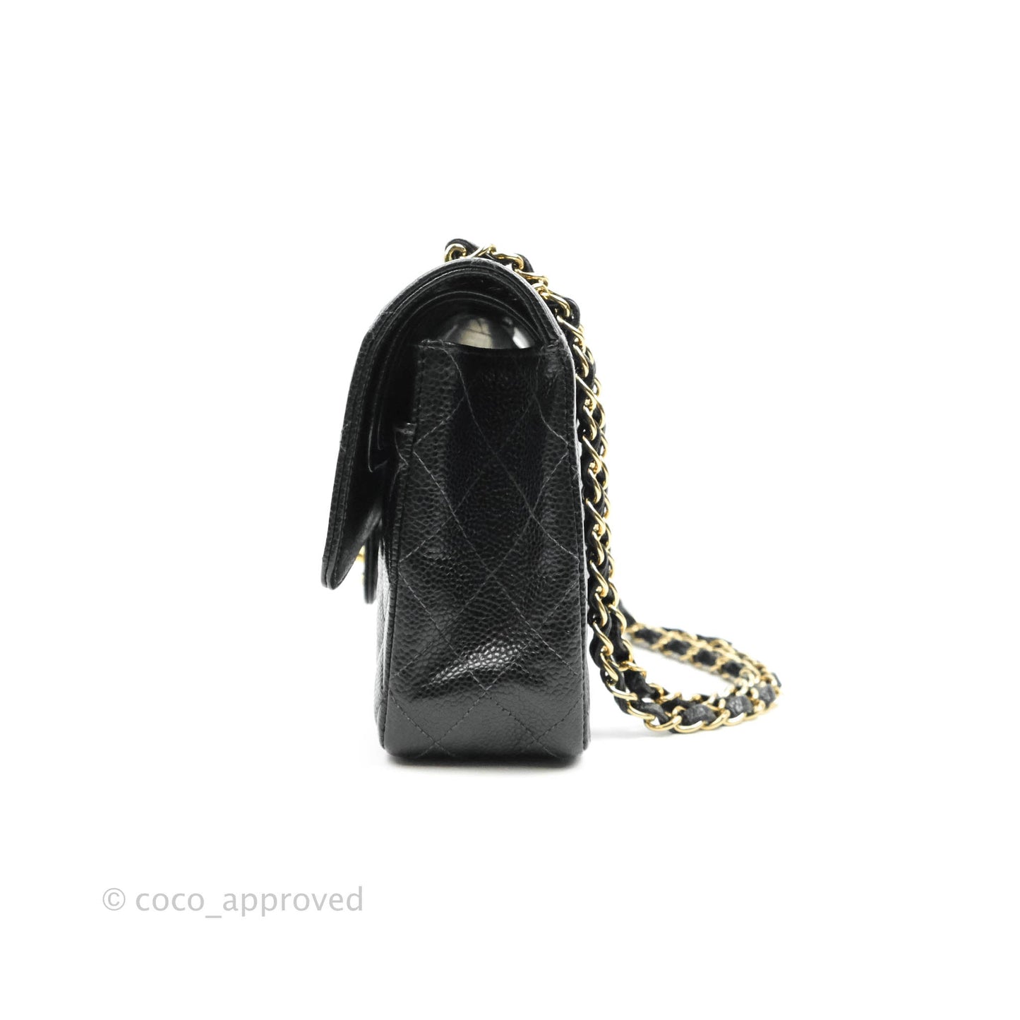 Chanel Classic M/L Medium Double Flap Black Caviar 24K Gold Hardware