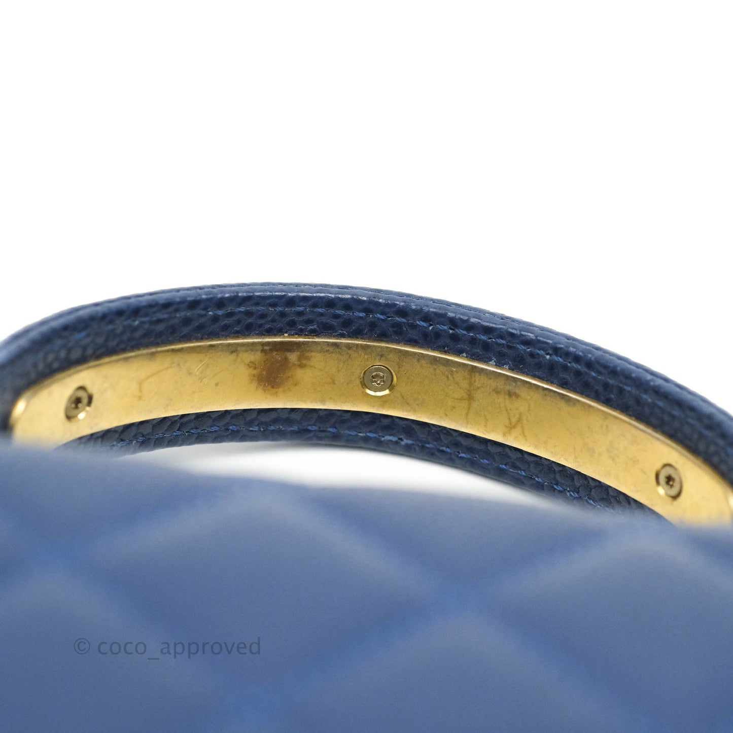 Chanel Mini Carry Around Flap Bag Blue Caviar Aged Gold Hardware