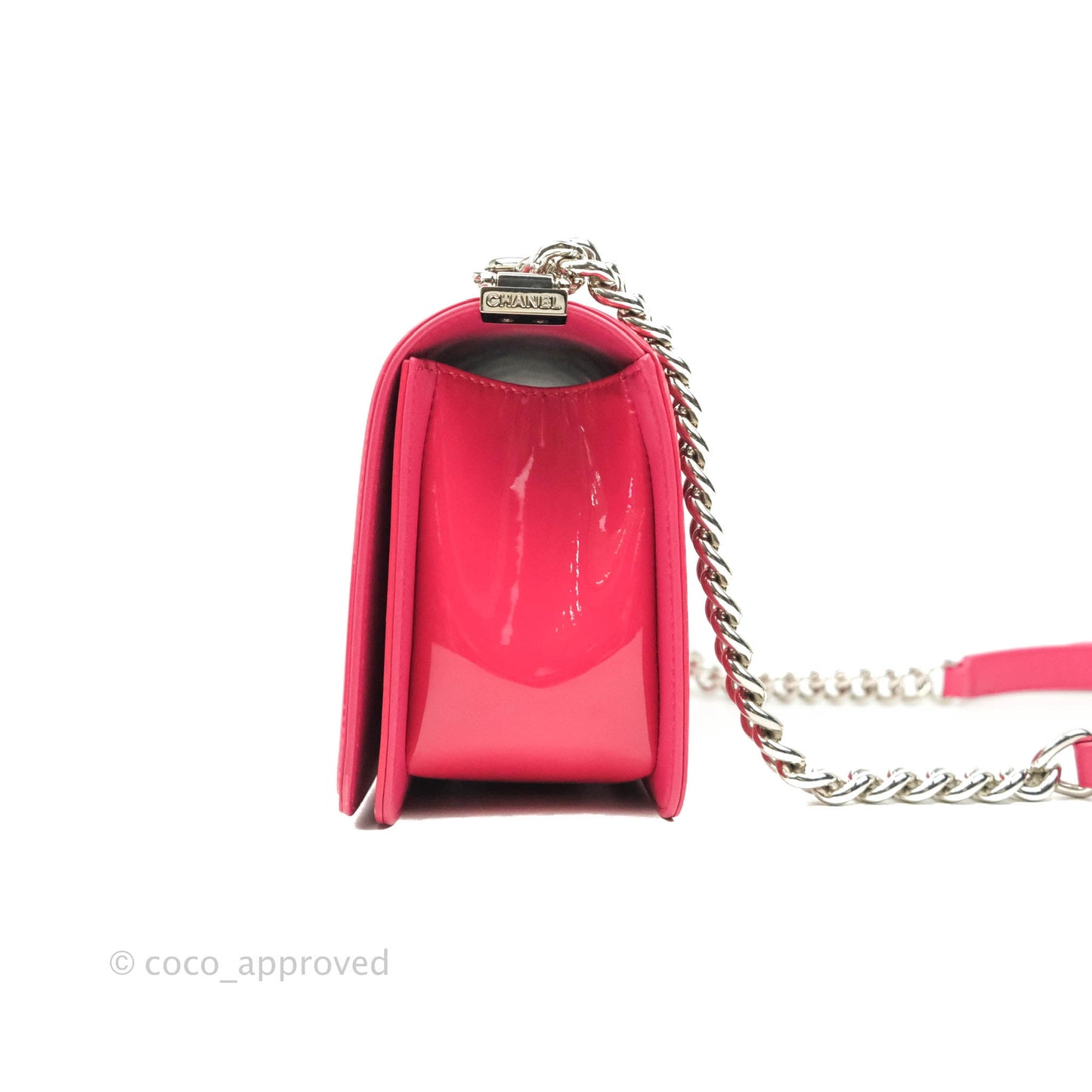 Chanel Quilted Medium Boy Bag Pink Patent Pink & Silver Hardware