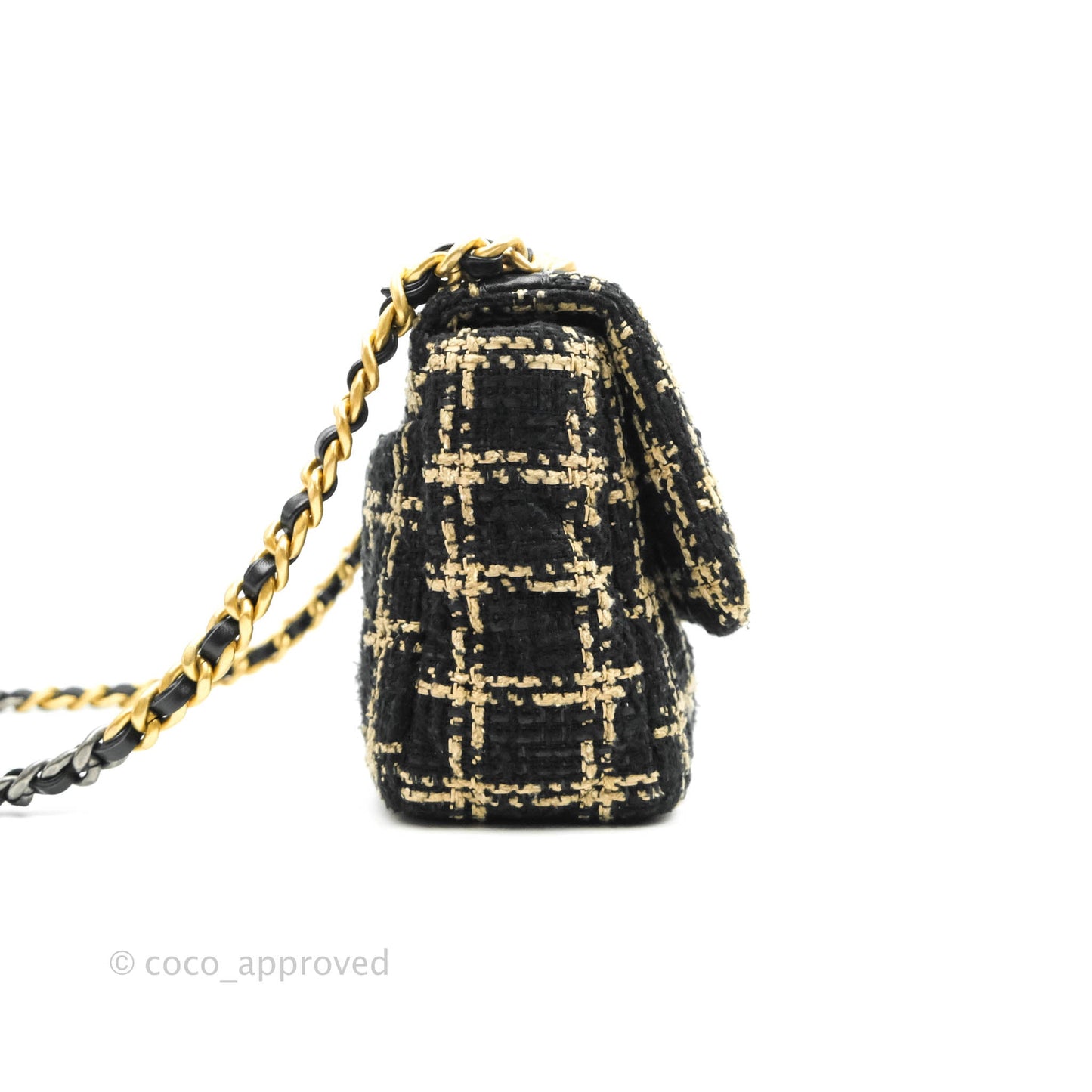 Chanel 19 Small Tweed Black Beige Mixed Hardware