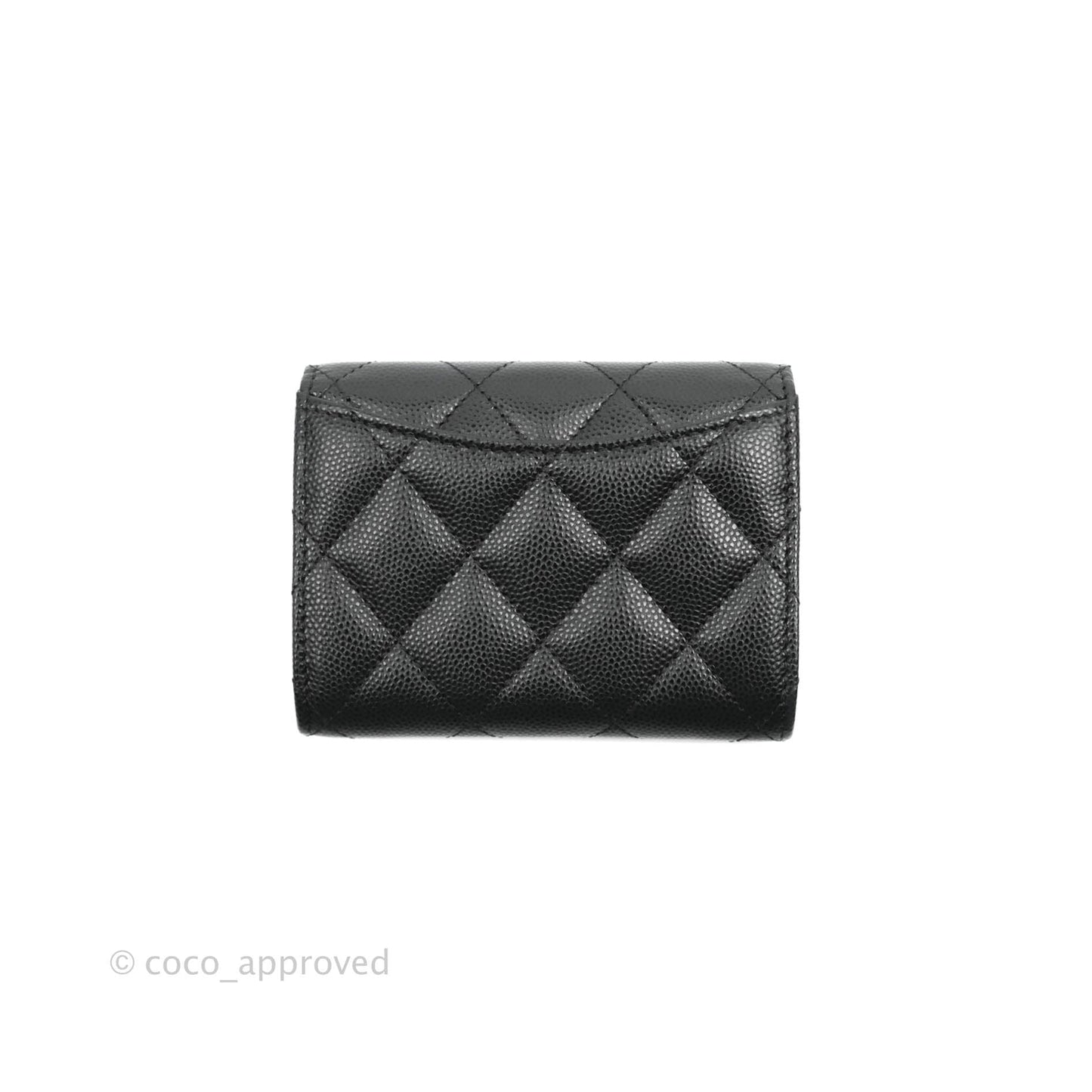 Chanel Quilted Small Flap Card Holder Black Caviar Silver Hardware