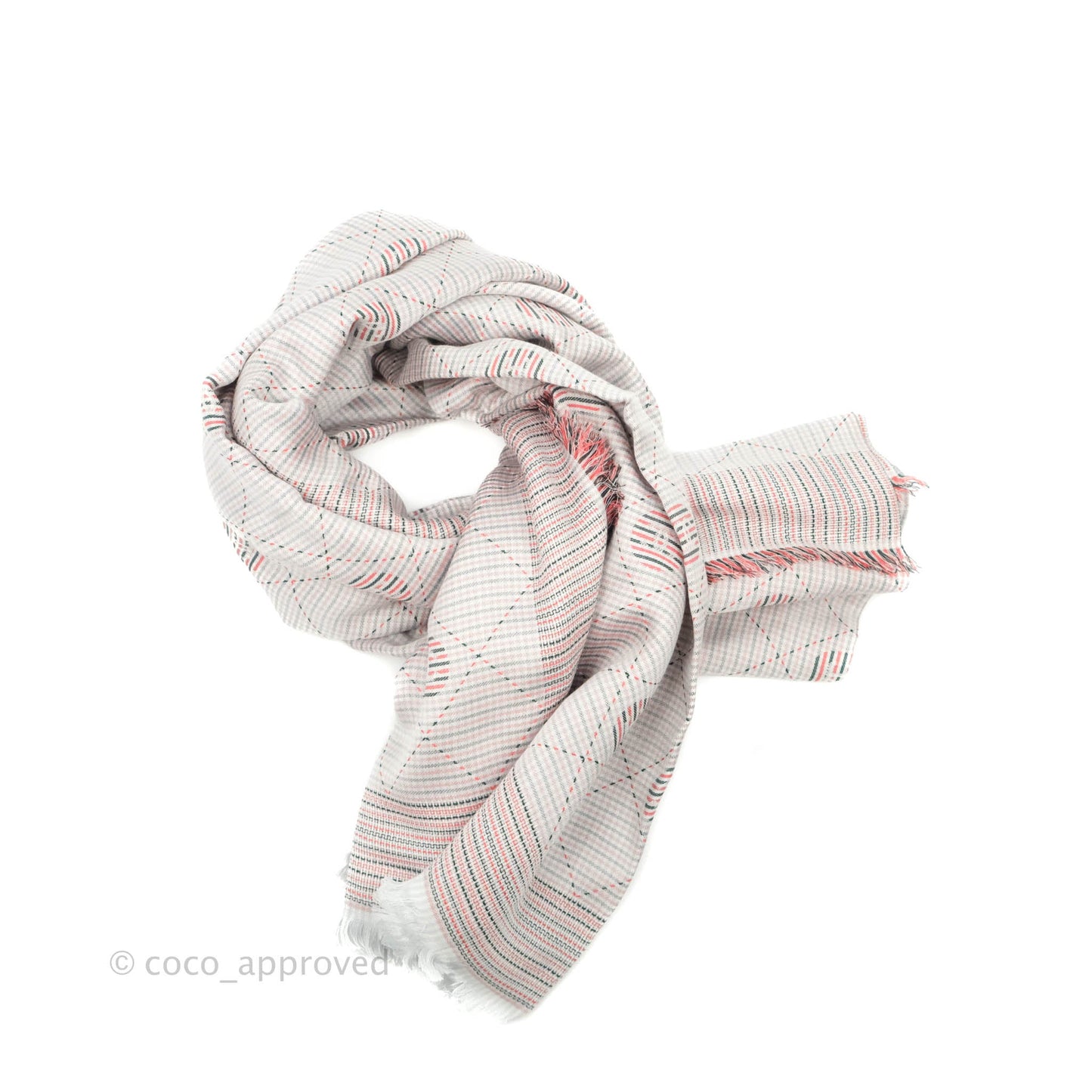 Chanel CC Silk & Cotton Scarf With Fringe