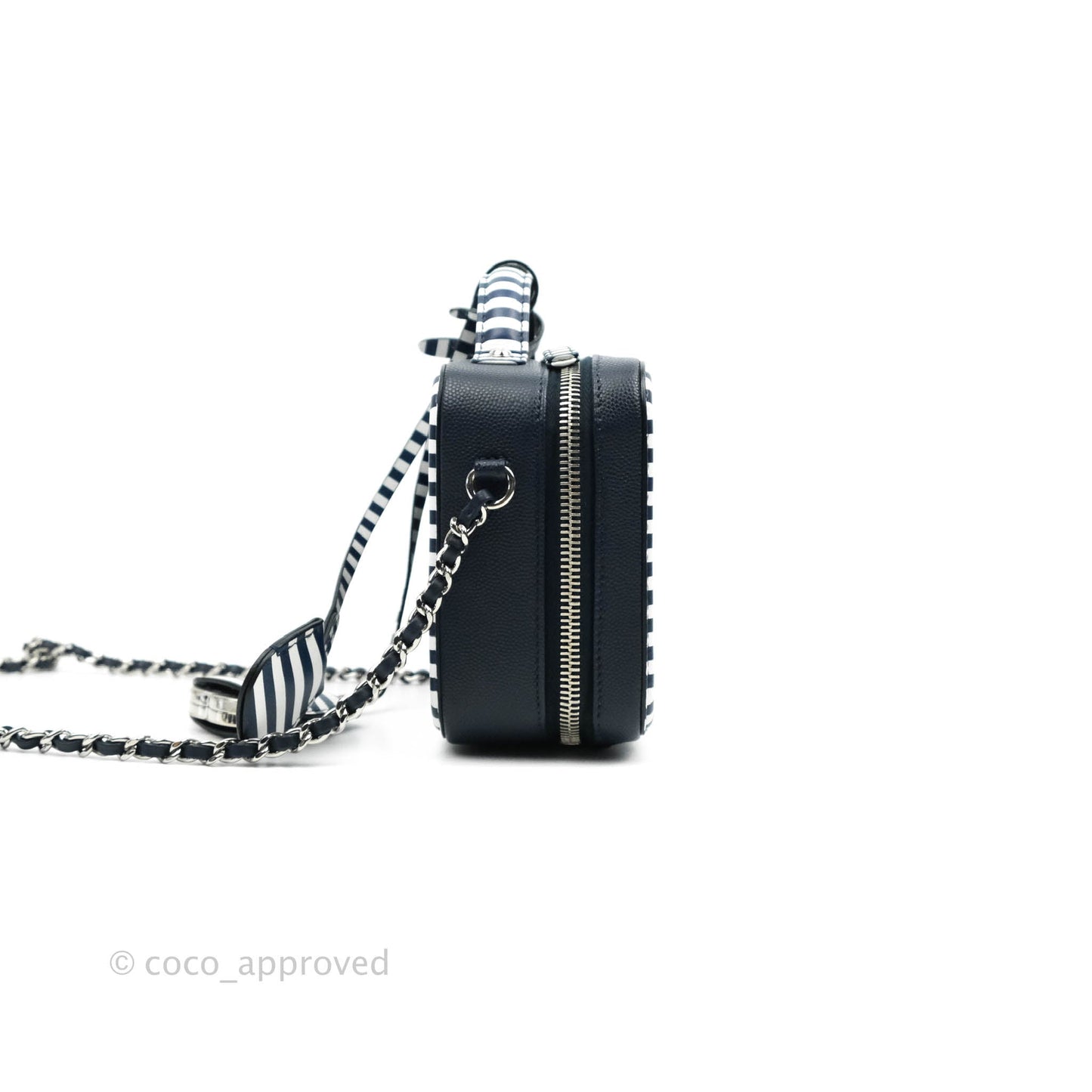 Chanel Quilted Small CC Filigree Vanity Case Navy Caviar 19C