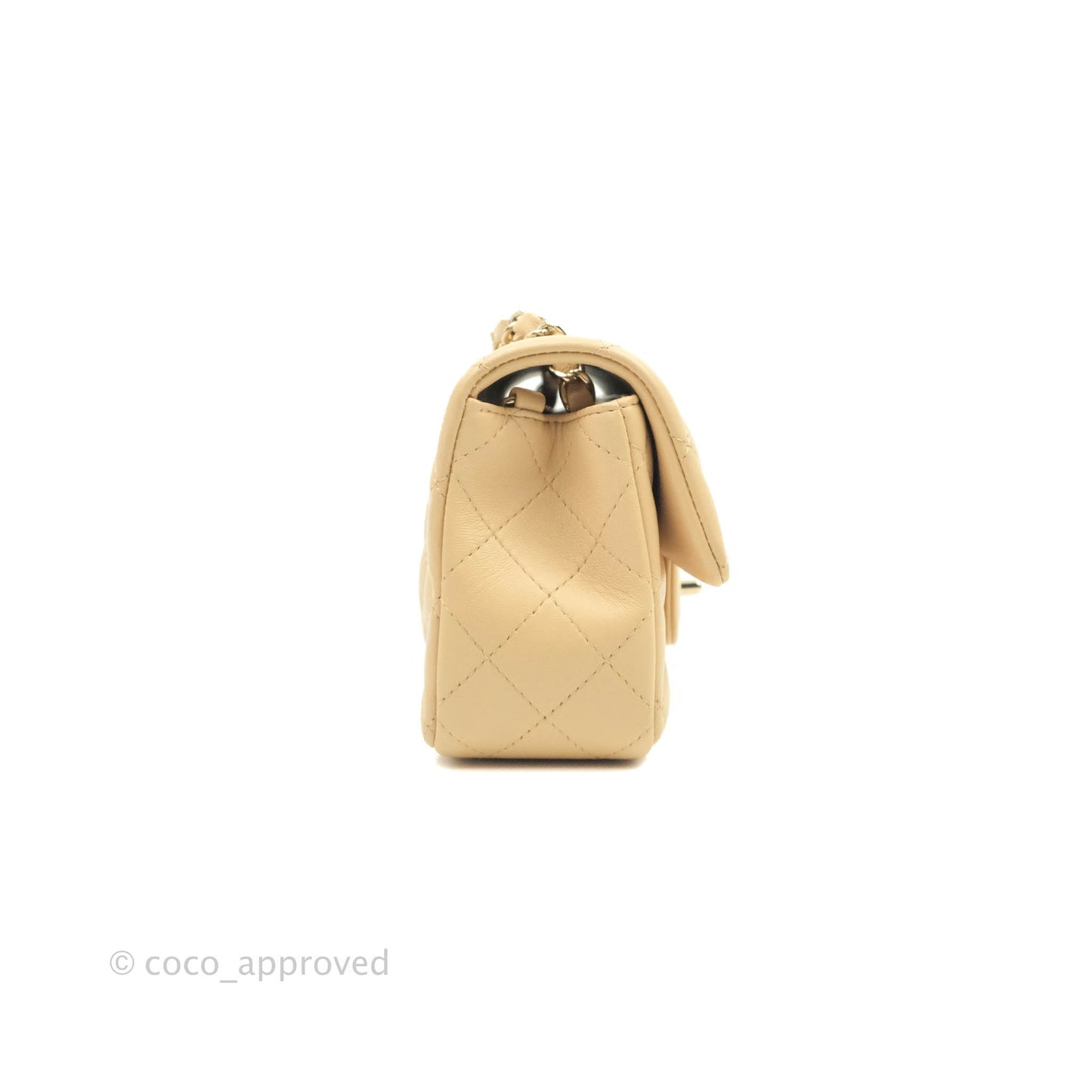 Chanel Classic Mini Rectangular Flap Beige Lambskin Gold Hardware 22C
