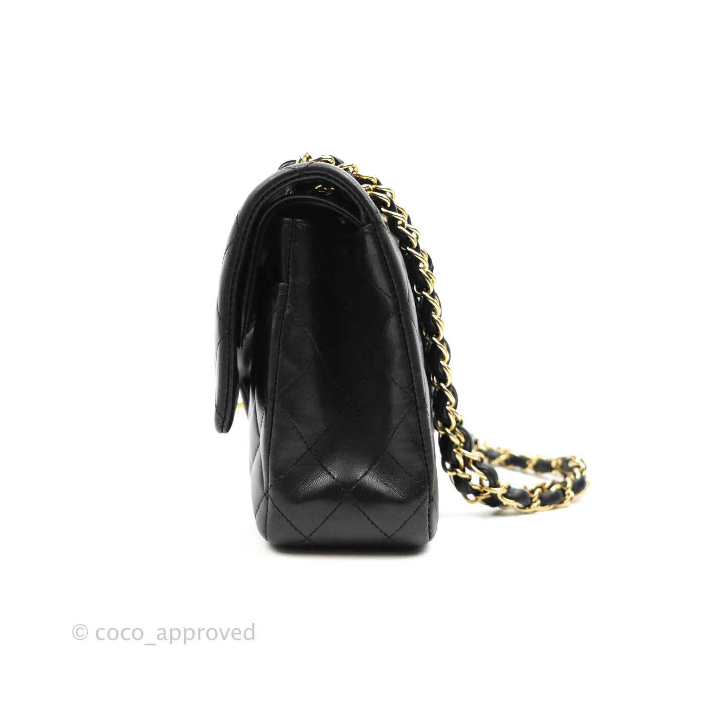 Chanel Classic M/L Medium Double Flap Black Lambskin Gold Hardware