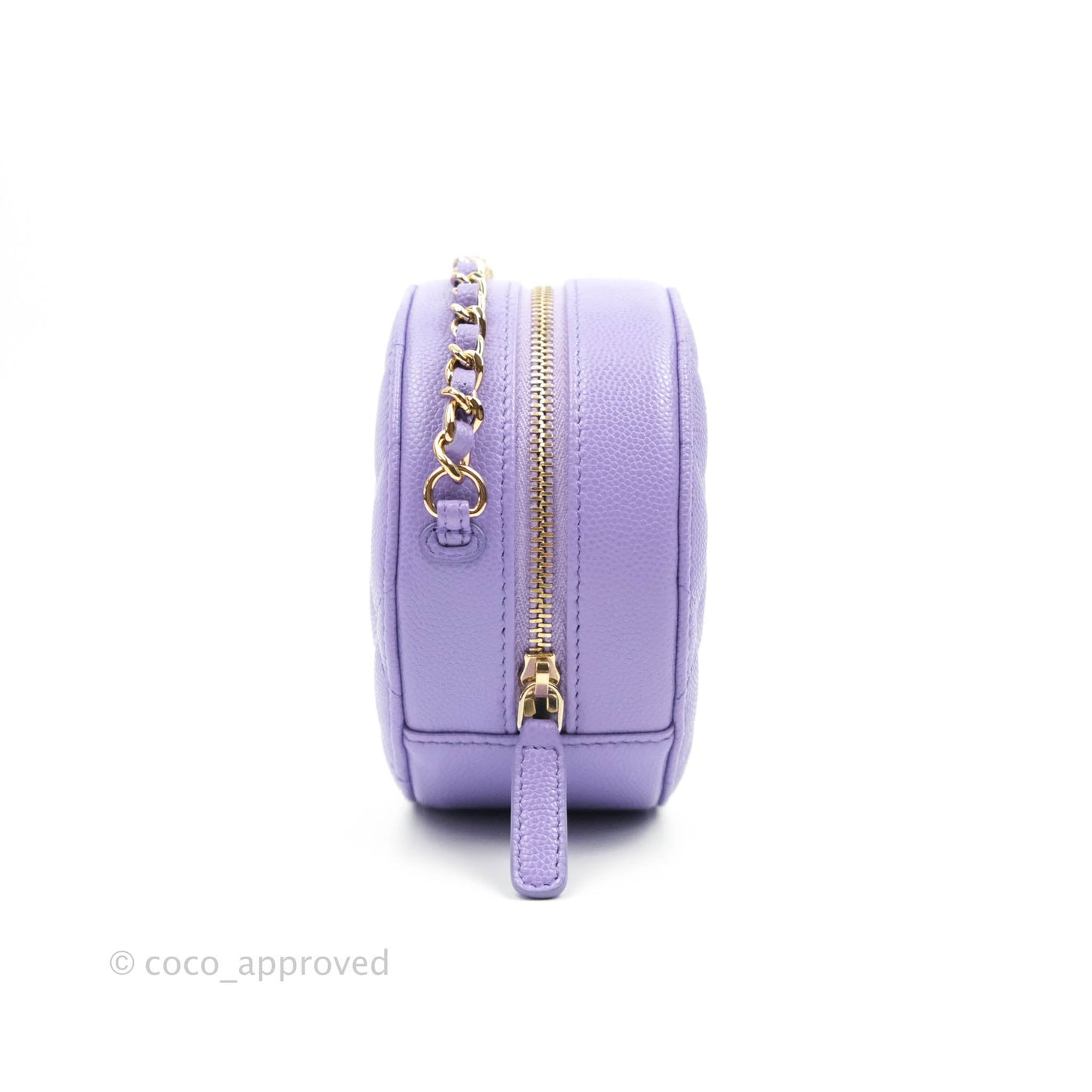 Chanel Round Circle Bag Purple Caviar Gold Hardware 20S