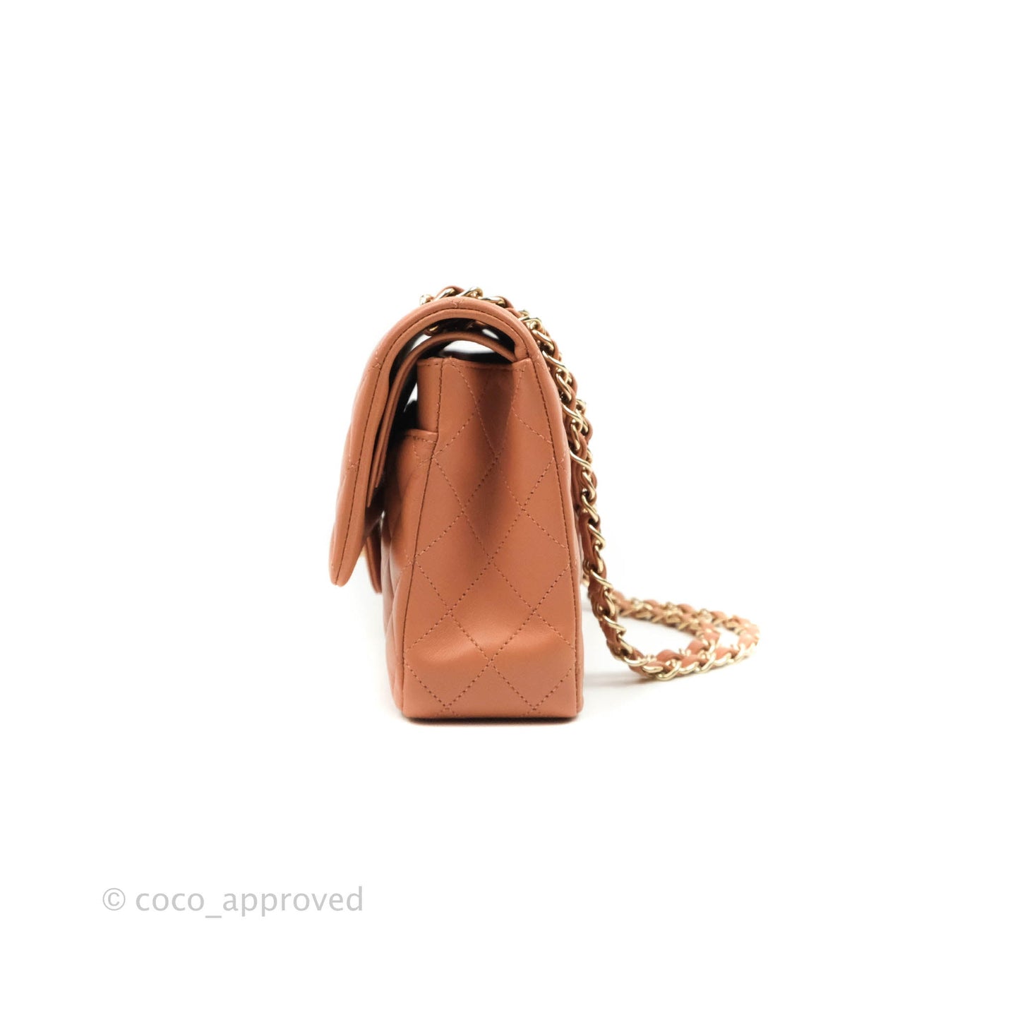 Chanel Classic M/L Medium Double Flap Dark Beige Lambskin Gold Hardware 18C