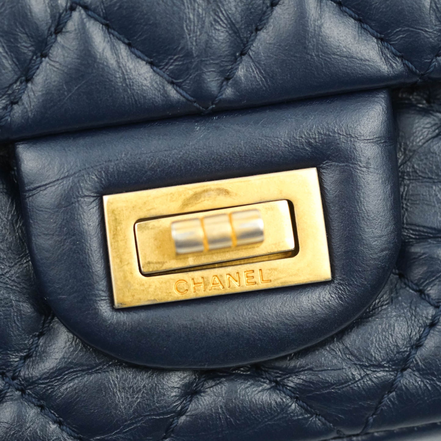 Chanel Reissue Quilted Navy Aged Calfskin Aged Gold Hardware 225
