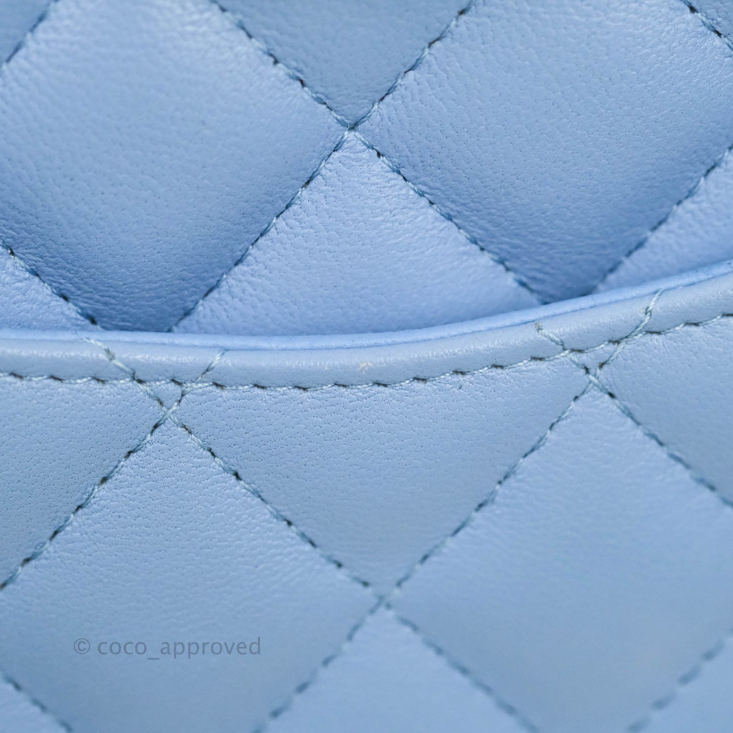 Chanel Mini Square Quilted Sky Blue Lambskin Gold Hardware 21C