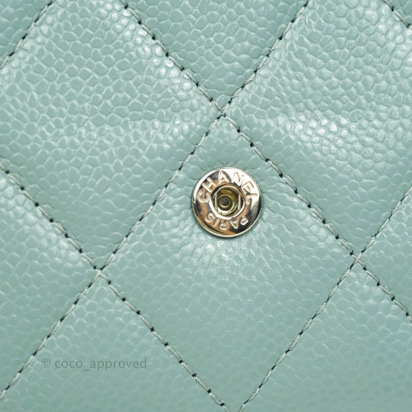 Chanel Mini Wallet With Chain Light Blue Caviar Silver Hardware 20B