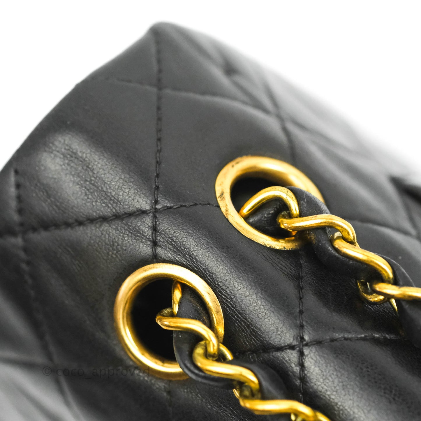 Chanel Vintage Classic M/L Medium Double Flap Bag Black Lambskin 24K Gold Hardware