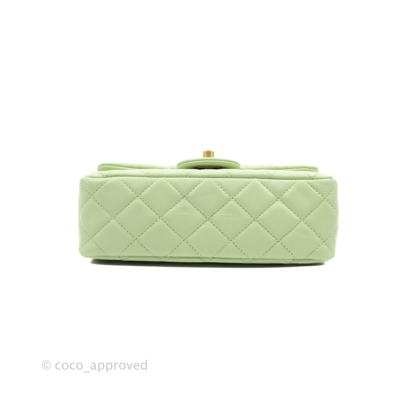 Chanel Mini Rectangular Pearl Crush Avocado Green Lambskin Aged Gold Hardware 22C