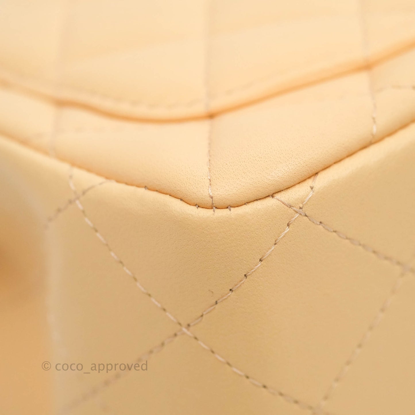 Chanel Quilted Mini Square Light Beige Lambskin Aged Gold Hardware