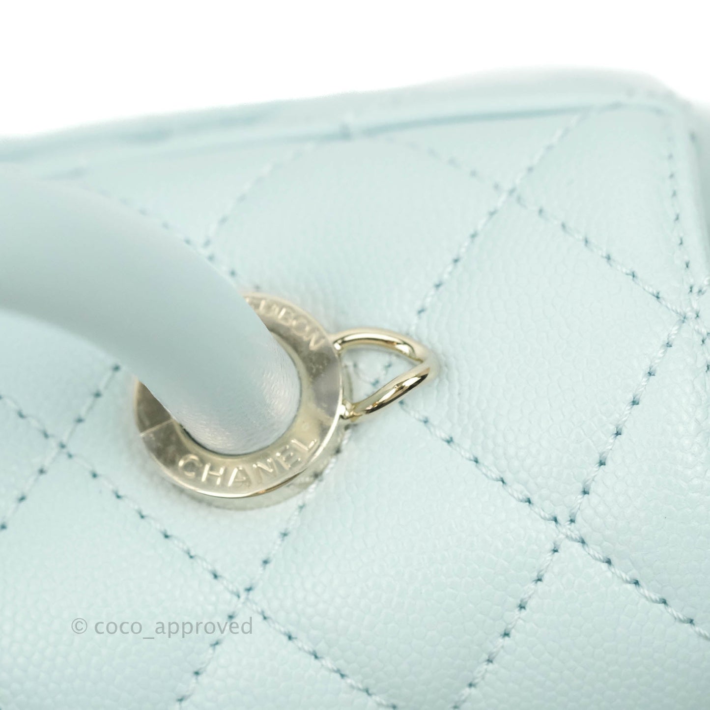 Chanel Mini Coco Handle Quilted Pale Mint Caviar Gold Hardware