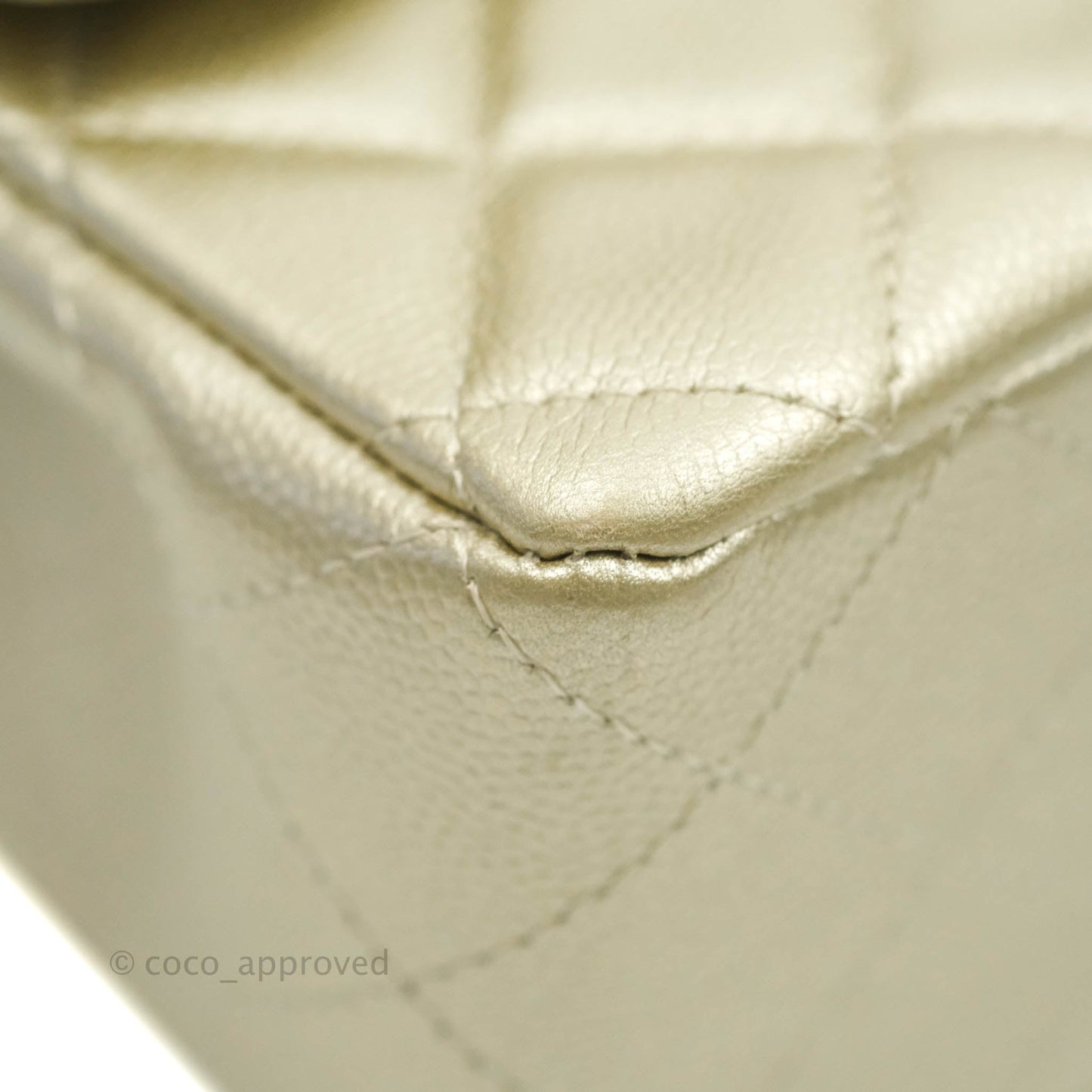 Chanel Quilted Mini Rectangular Flap Champagne Caviar Gold Hardware