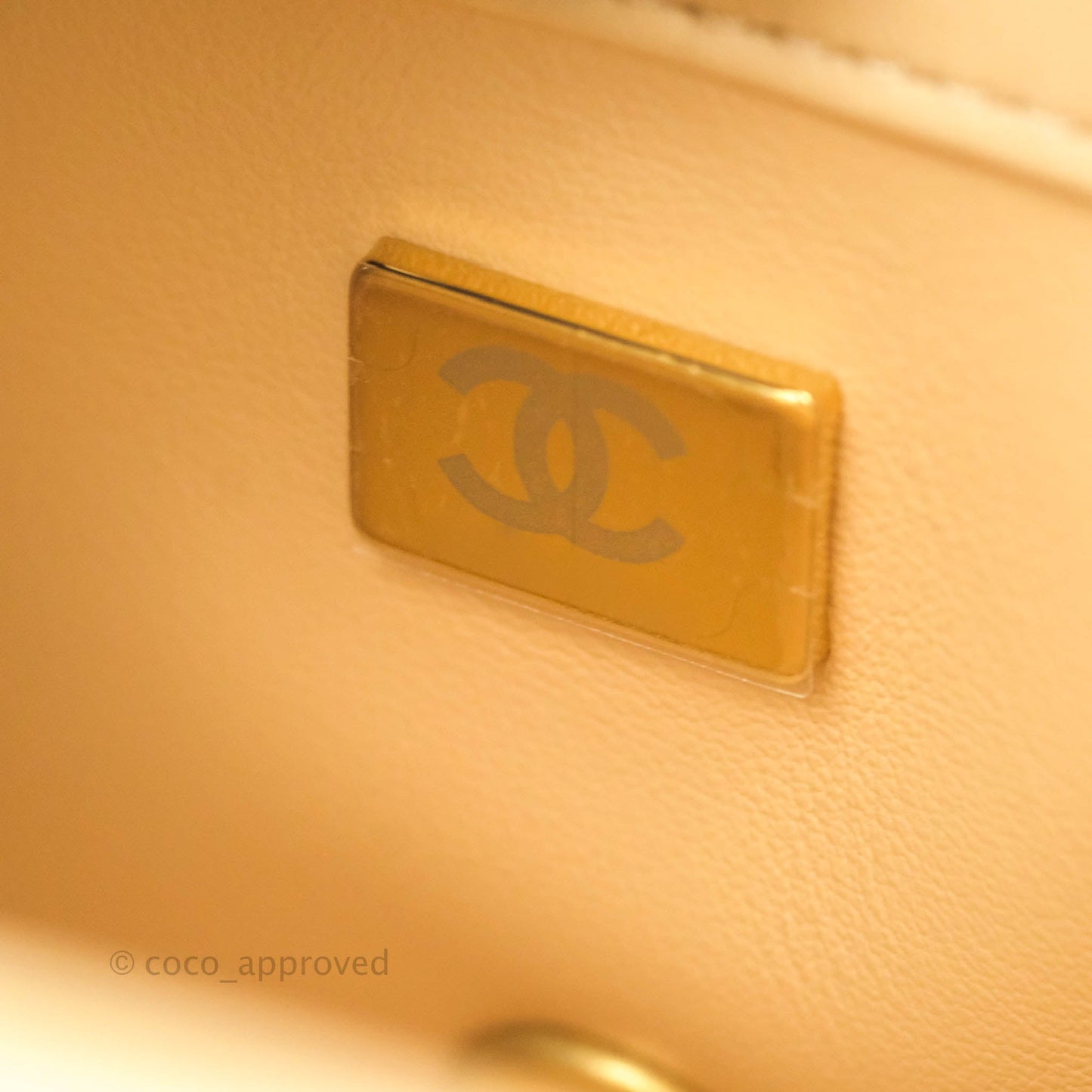 Chanel Mini Rectangular Pearl Crush Quilted Beige Lambskin Aged Gold Hardware 22C