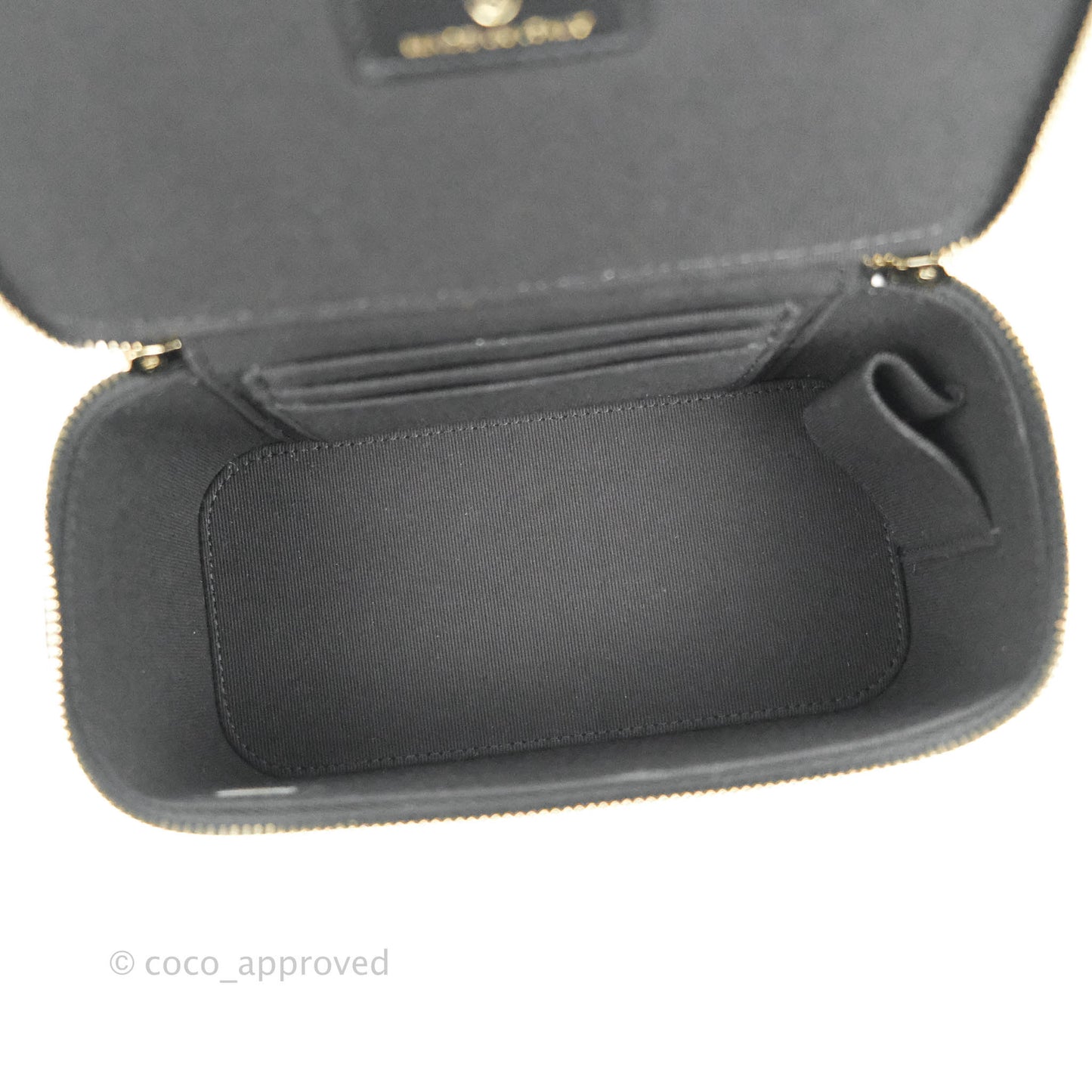 Chanel Classic Vanity Rectangular Top Handle With Chain Black Lambskin Gold Hardware