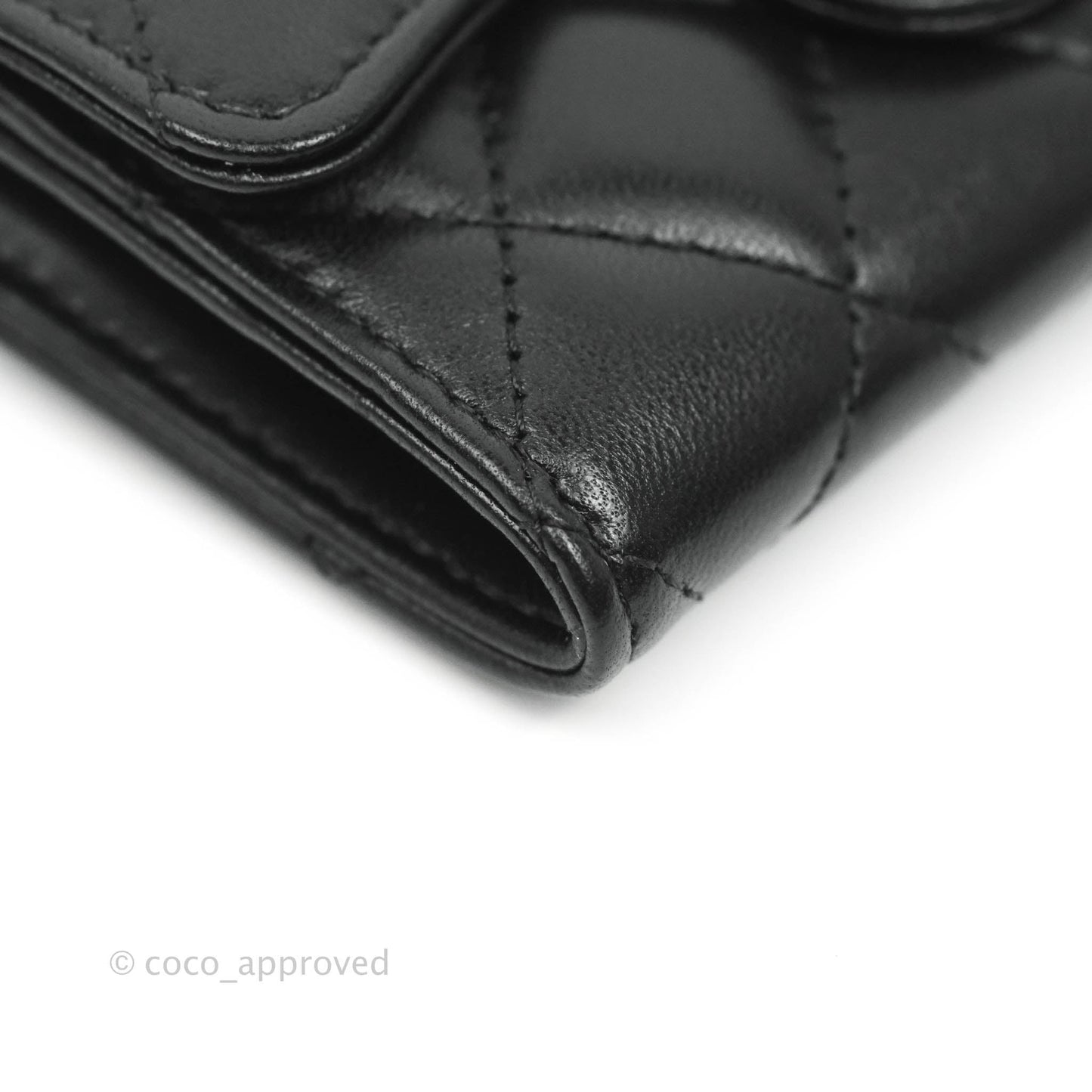 Chanel Quilted Flap Card Holder So Black Lambskin