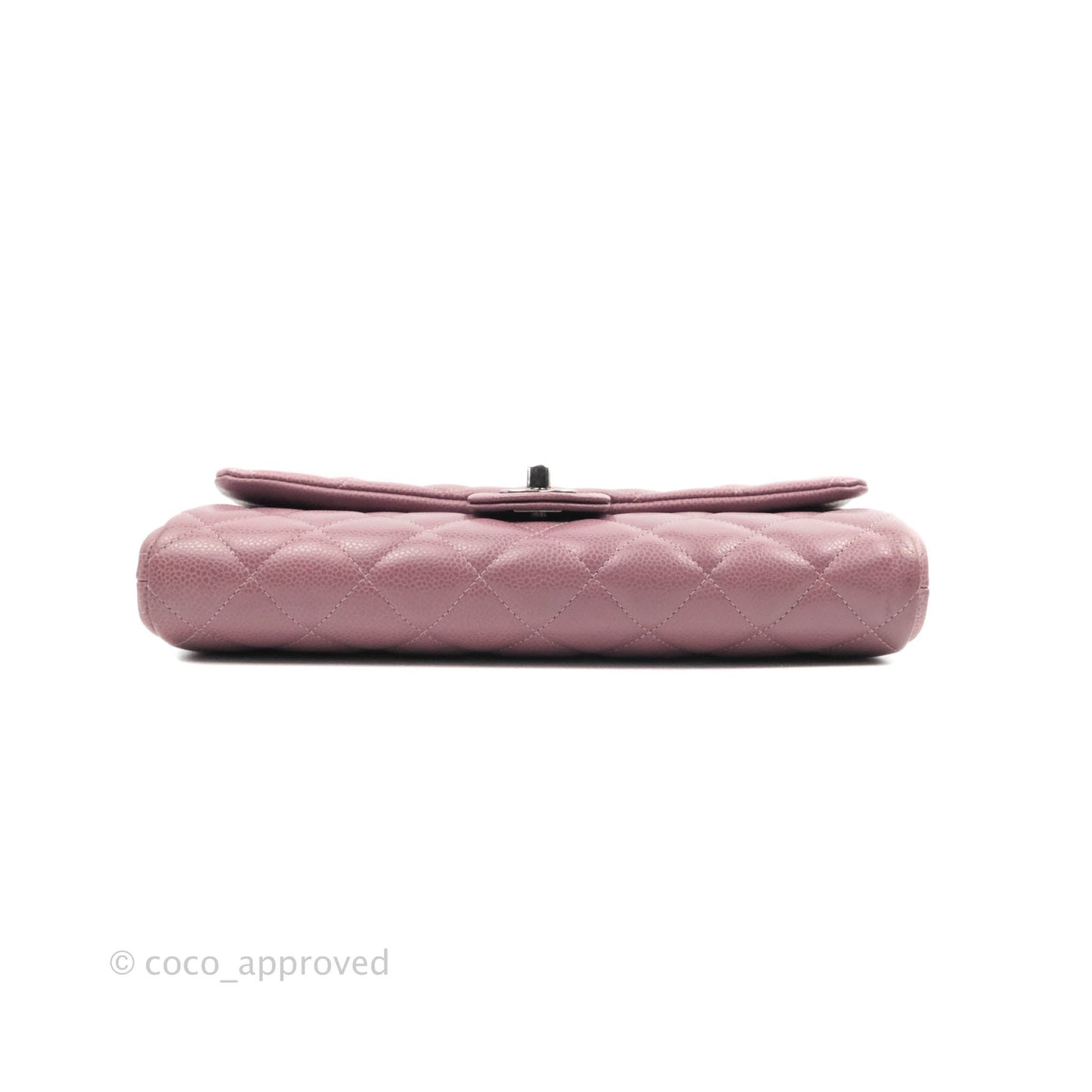 Chanel Quilted Clutch with Chain Pink Mauve Caviar Ruthenium Hardware