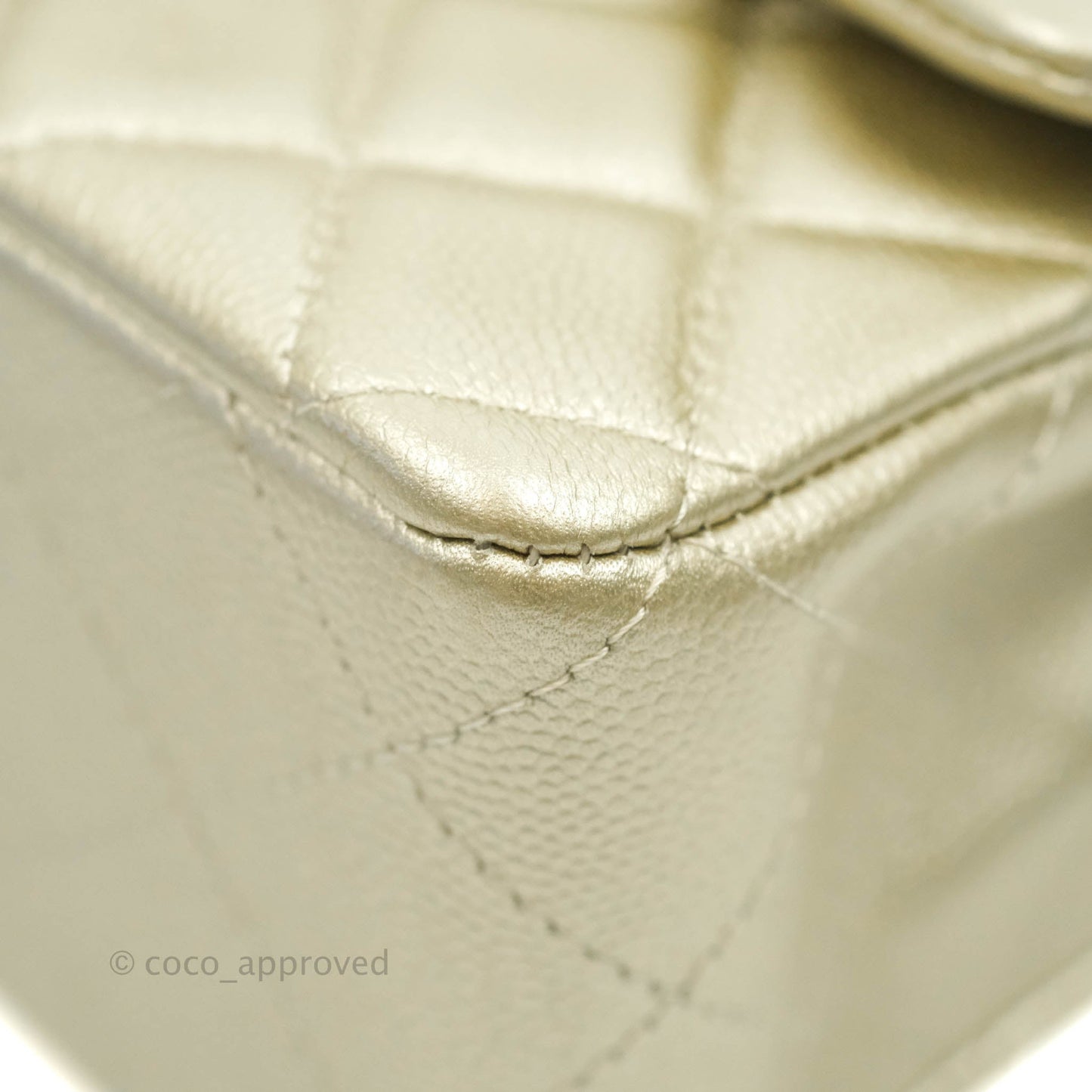 Chanel Quilted Mini Rectangular Flap Champagne Caviar Gold Hardware