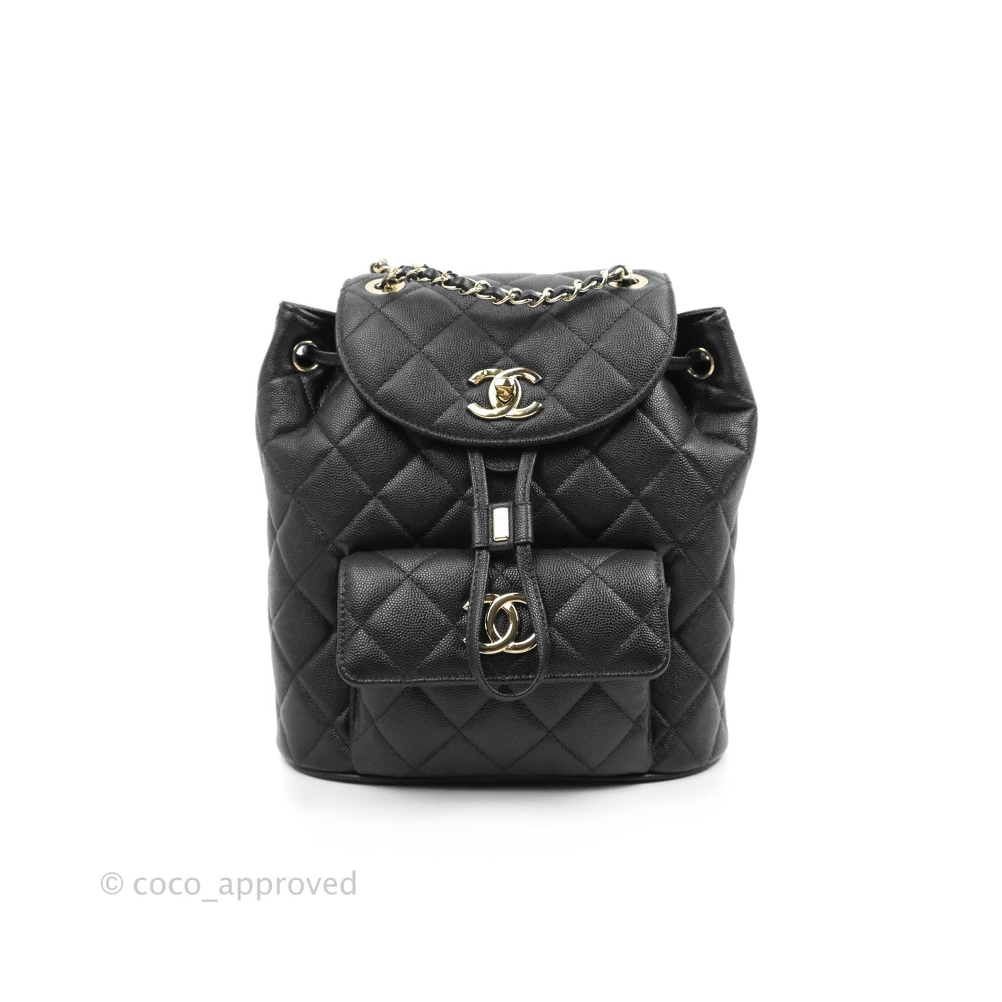 Chanel Quilted Black Caviar Duma Backpack Bag Gold Hardware 20C