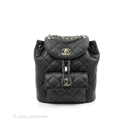 Chanel Quilted Black Caviar Duma Backpack Bag Gold Hardware 20C
