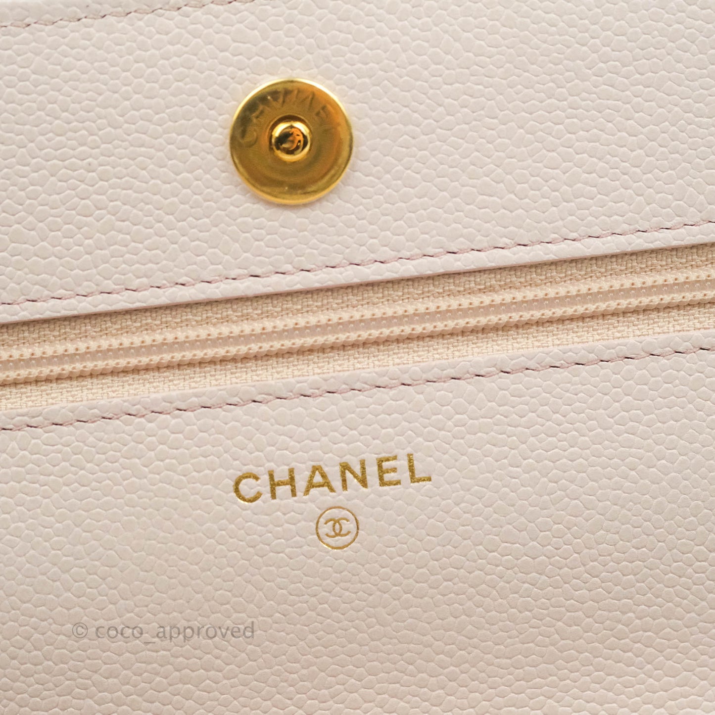 Chanel Quilted WOC Lilac Caviar CC Coco Chain Gold Hardware