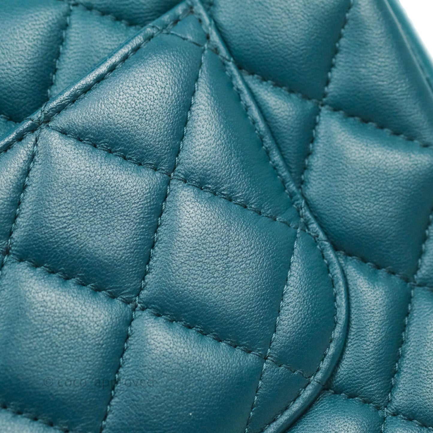 Chanel Quilted Mini Rectangular Teal Lambskin Silver Hardware