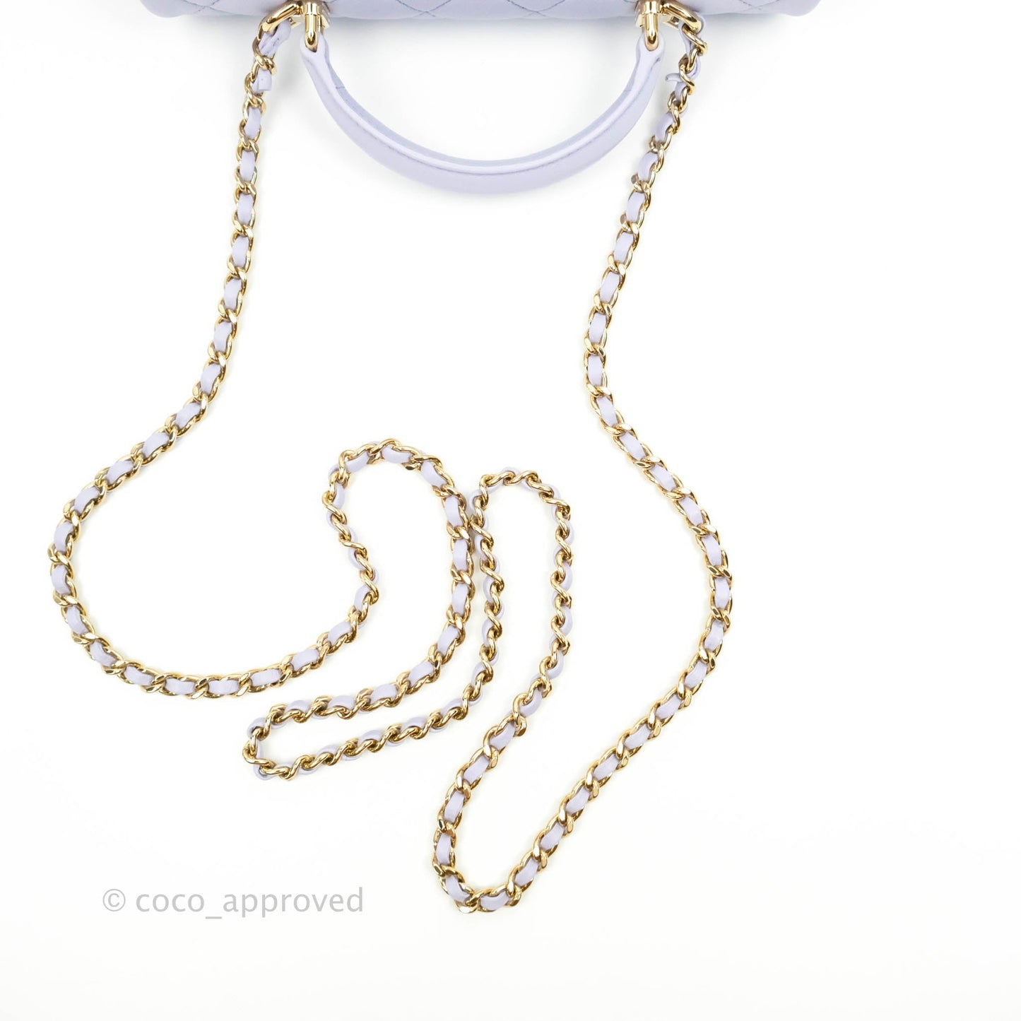 Chanel Top Handle Mini Rectangular Flap Bag Lilac Lambskin Aged Gold Hardware 21K