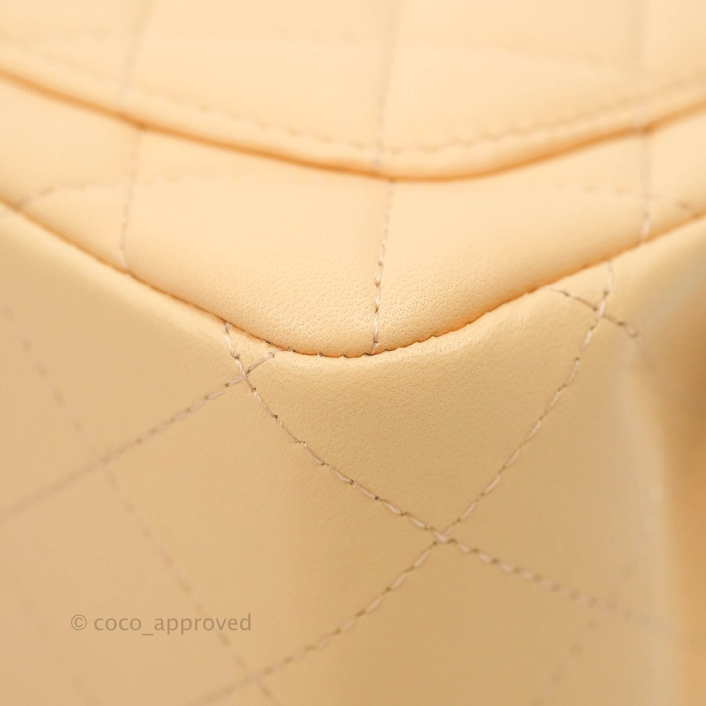 Chanel Quilted Mini Square Light Beige Lambskin Aged Gold Hardware