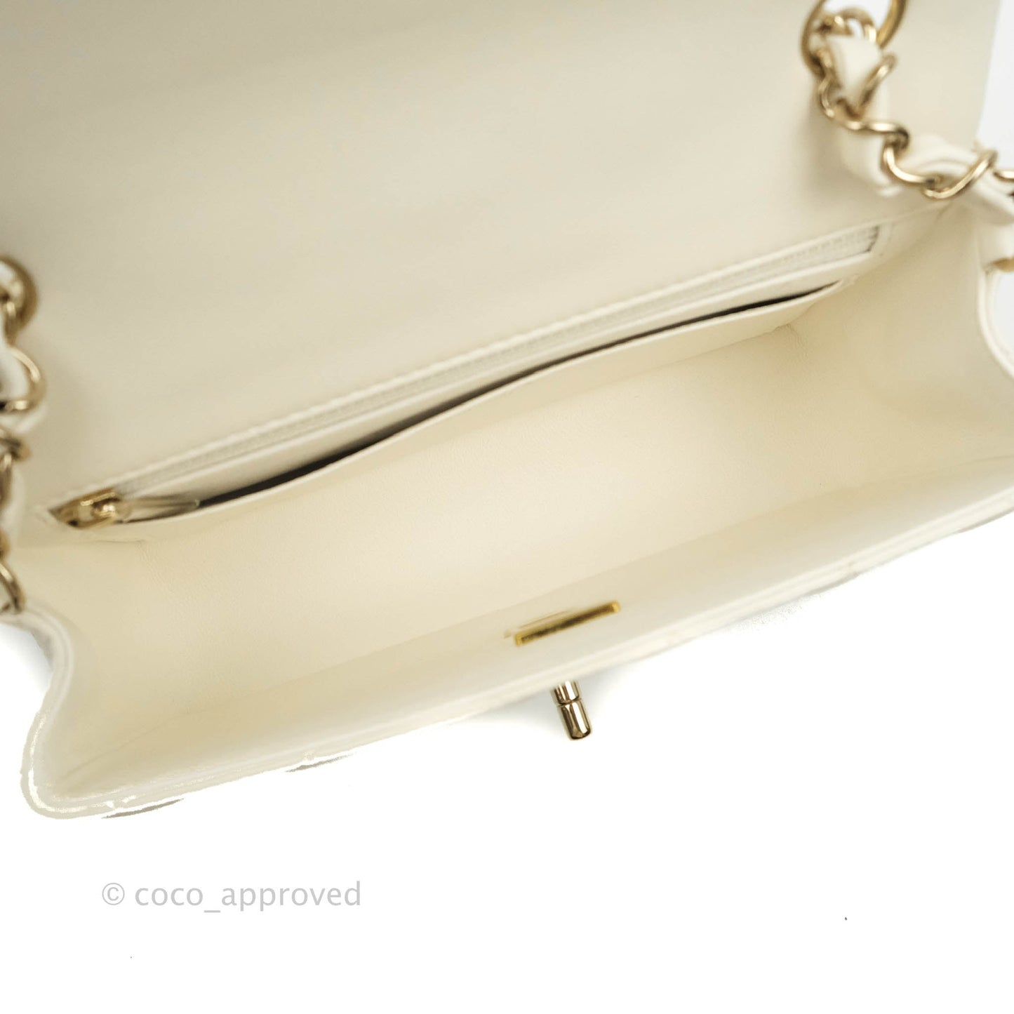 Chanel Quilted Mini Rectangular Flap White Lambskin Gold Hardware
