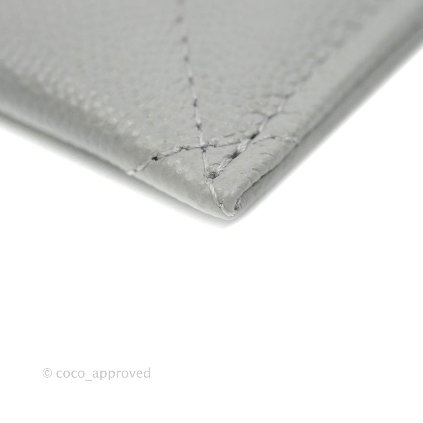 Chanel Classic Flat Card Holder Grey Caviar Gold Hardware 21A