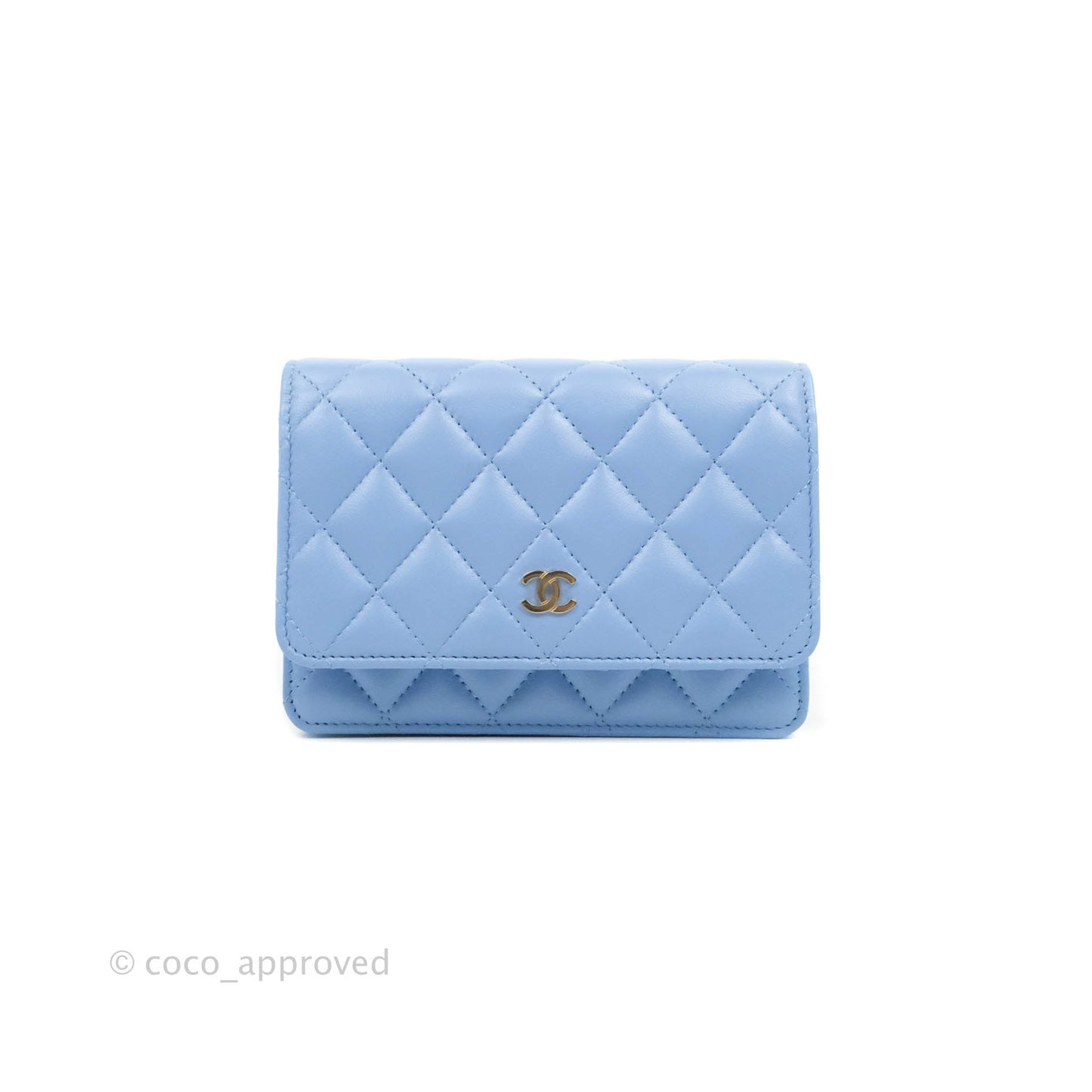 Chanel Quilted Mini Wallet on Chain WOC Blue Lambskin Silver Hardware 21C