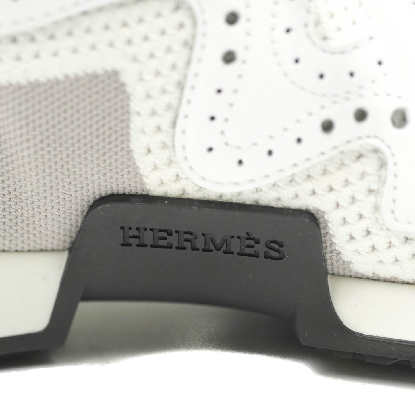 Hermès High Rise Sneakers White/Black Knit & Calfskin 2020SS