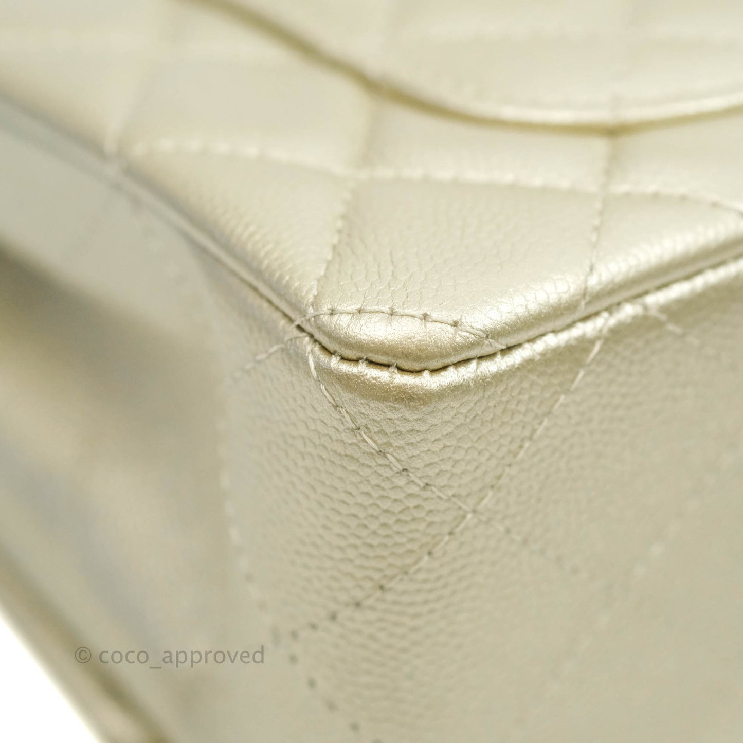 Chanel Quilted Mini Rectangular Flap Champagne Caviar Gold Hardware